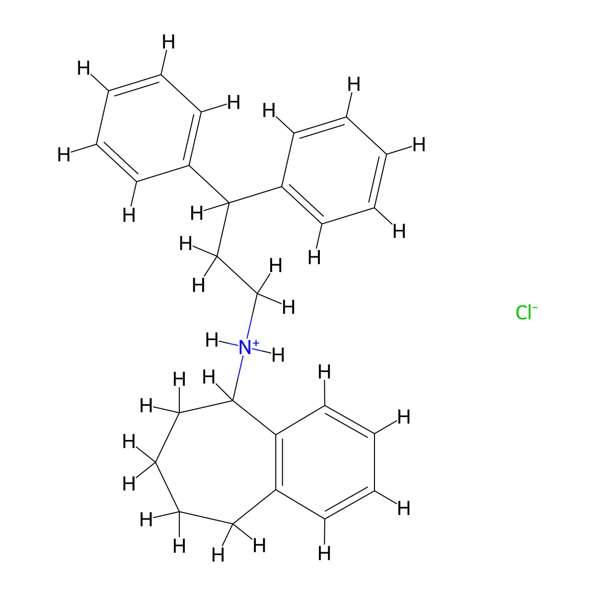 5H-Benzocyclohepten-5-amine, 6,7,8,9-tetrahydro-N-(3,3-diphenylpropyl)-, hydrochloride molecular structure, CAS 36283-99-5