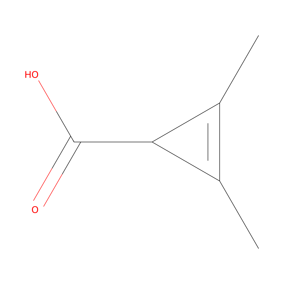 2,3-Dimethylcycloprop-2-ene-1-carboxylic acid molecular structure, CAS 36285-16-2