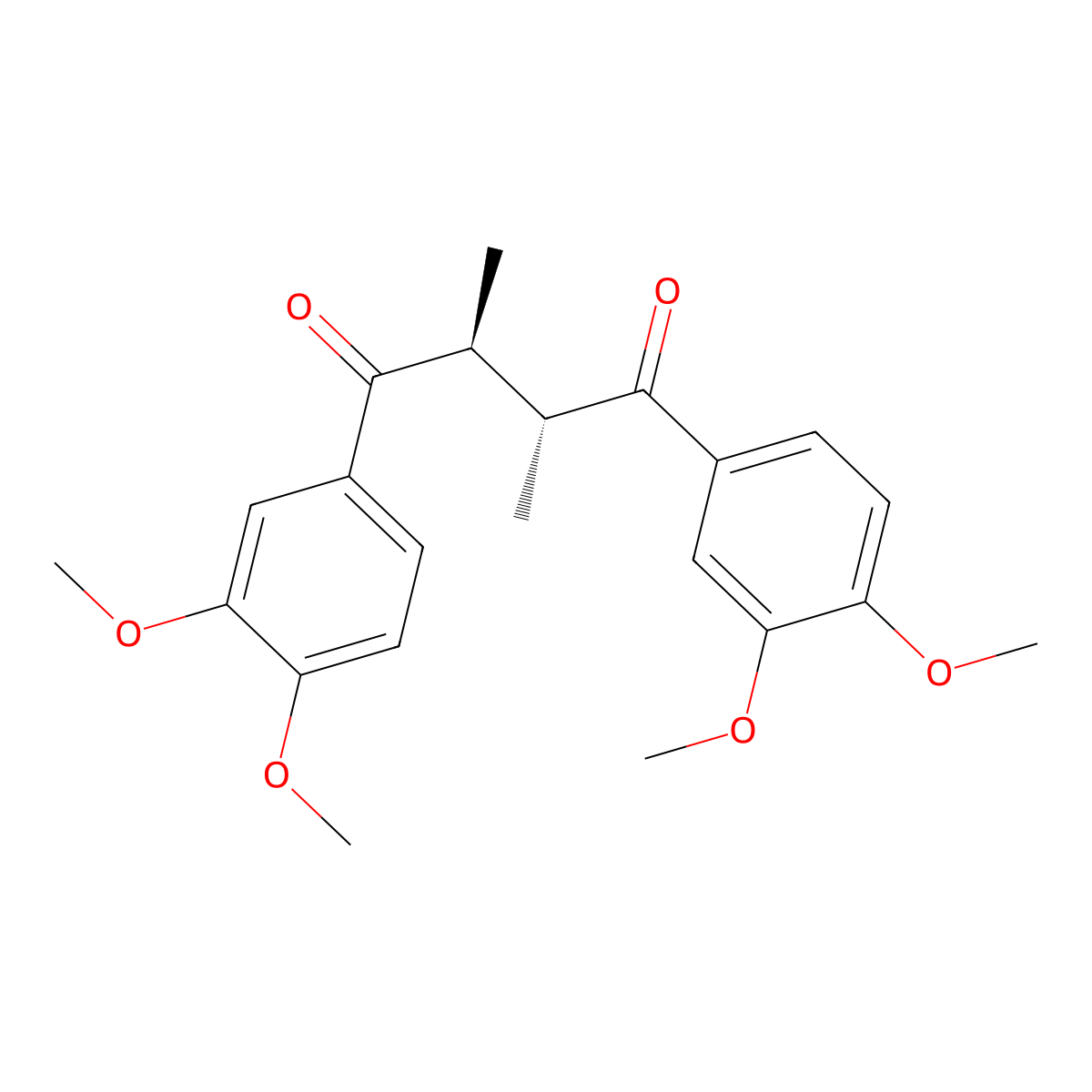 (2R,3S)-1,4-bis(3,4-dimethoxyphenyl)-2,3-dimethylbutane-1,4-dione molecular structure, CAS 36287-37-3