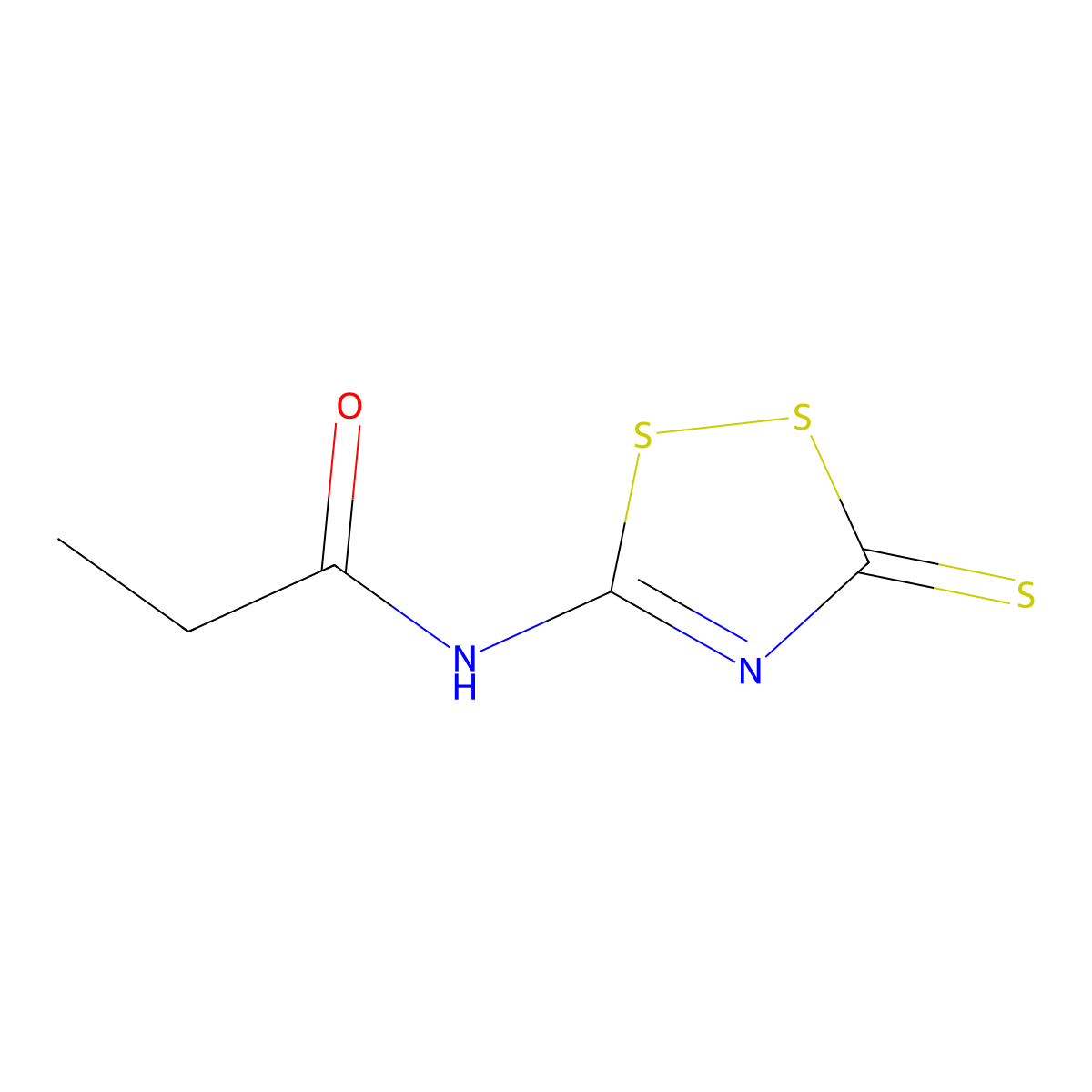 N-(3-thioxo-3H-1,2,4-dithiazol-5-yl)propanamide molecular structure, CAS 36289-45-9
