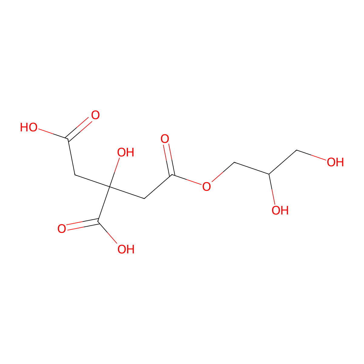 Glyceryl monocitrate molecular structure, CAS 36291-32-4