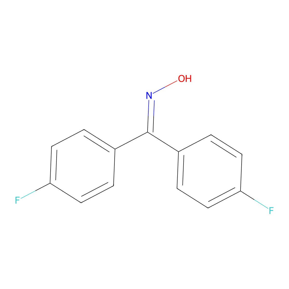 Methanone, bis(4-fluorophenyl)-, oxime molecular structure, CAS 363-02-0