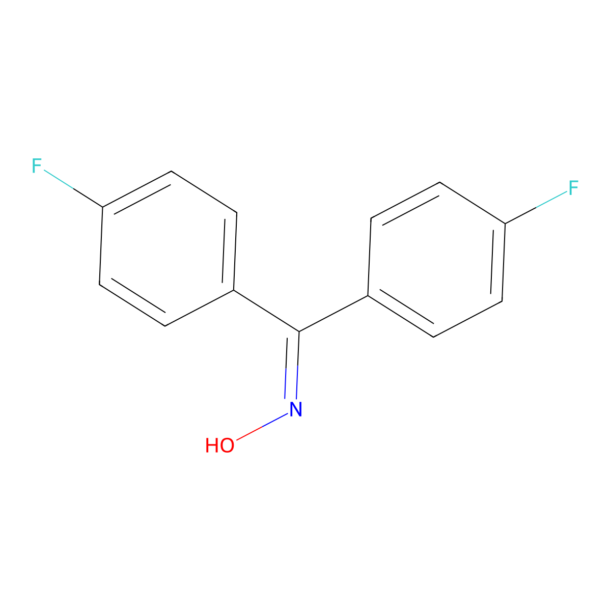 Methanone, bis(4-fluorophenyl)-, oxime molecular structure, CAS 363-02-0
