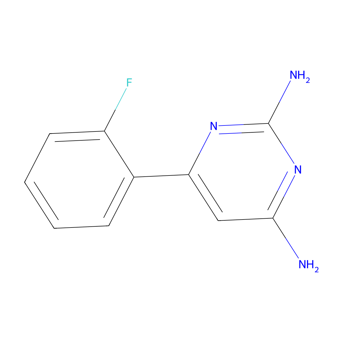 6-(2-Fluorophenyl)pyrimidine-2,4-diamine molecular structure, CAS 363-05-3
