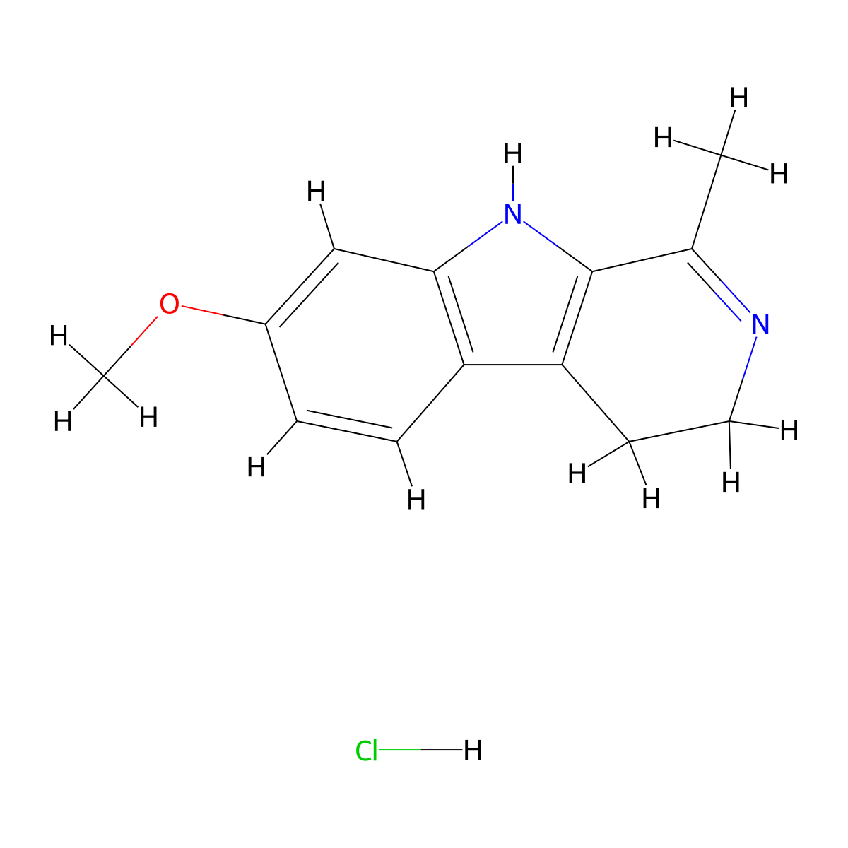 Harmaline hydrochloride molecular structure, CAS 363-11-1