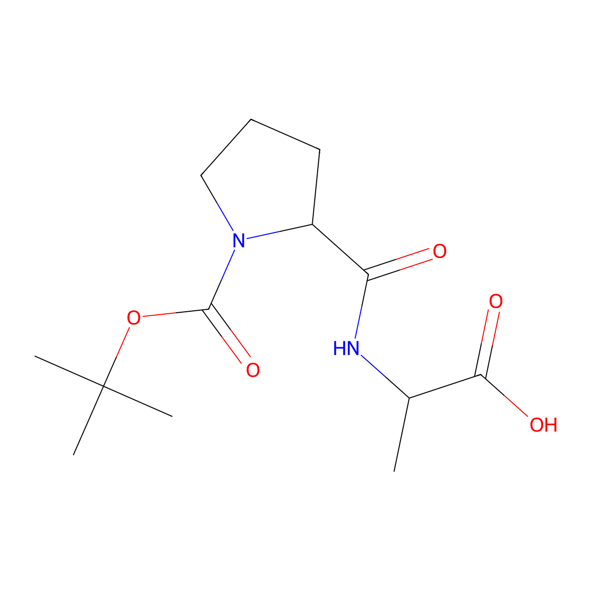 1-Boc-L-prolyl-L-alanine molecular structure, CAS 36301-70-9