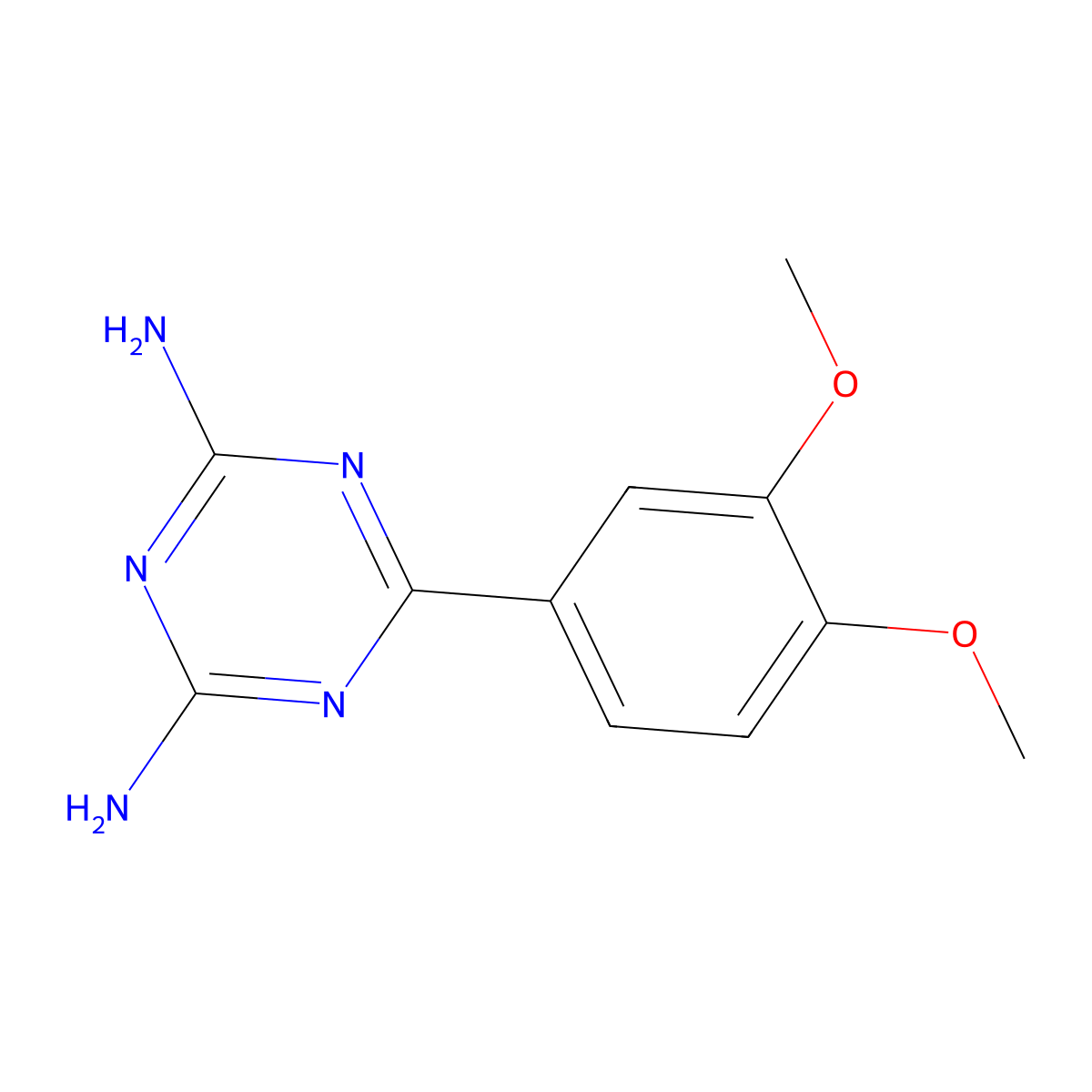 6-(3,4-Dimethoxyphenyl)-1,3,5-triazine-2,4-diamine molecular structure, CAS 36303-44-3