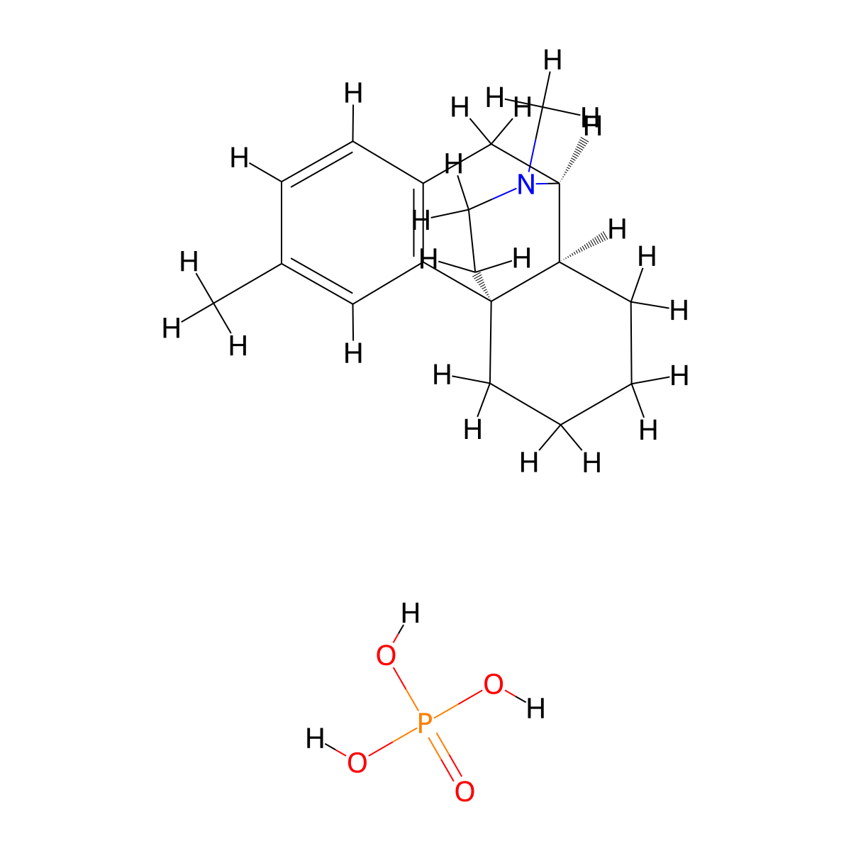 Morphinan, 3,17-dimethyl-, (9alpha,13alpha,14alpha)-, phosphate (1:1) molecular structure, CAS 36304-84-4