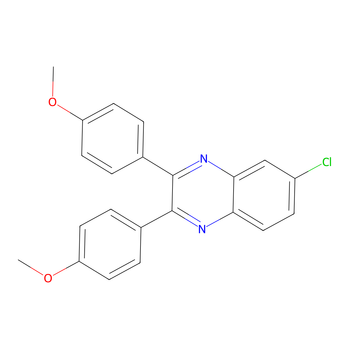 6-Chloro-2,3-bis(4-methoxyphenyl)quinoxaline molecular structure, CAS 36305-65-4