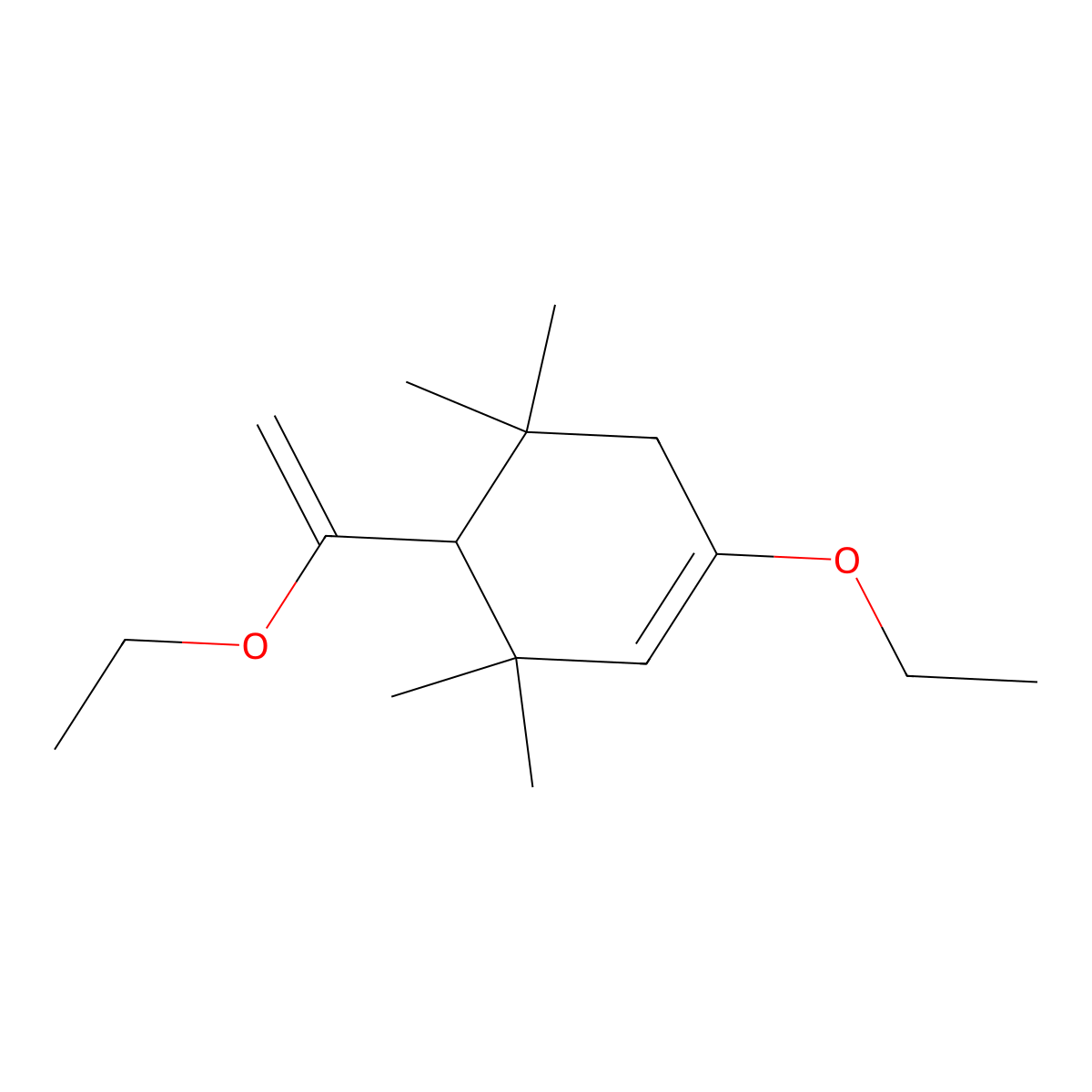 1-Ethoxy-4-(1-ethoxyethenyl)-3,3,5,5-tetramethylcyclohexene molecular structure, CAS 36306-86-2