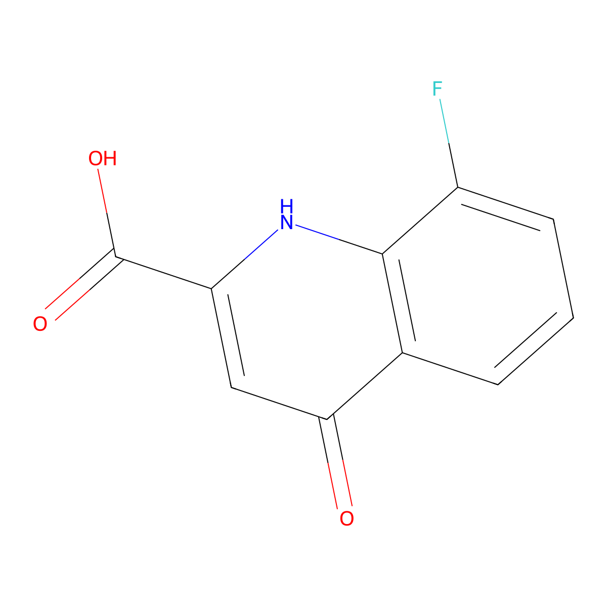 8-Fluoro-4-hydroxyquinoline-2-carboxylic acid molecular structure, CAS 36308-79-9