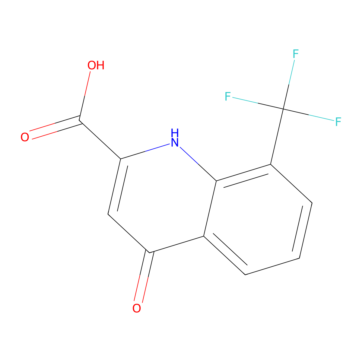 4-Hydroxy-8-(trifluoromethyl)quinoline-2-carboxylic acid molecular structure, CAS 36308-81-3