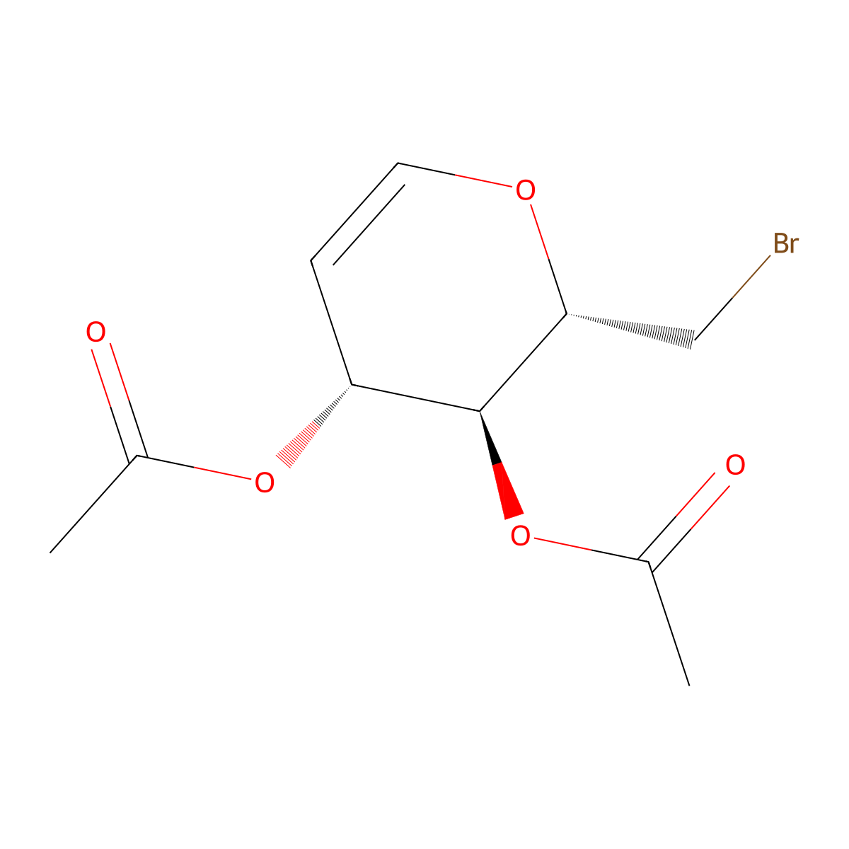 (2S,3S,4R)-2-(Bromomethyl)-3,4-dihydro-2H-pyran-3,4-diyl diacetate molecular structure, CAS 363134-99-0