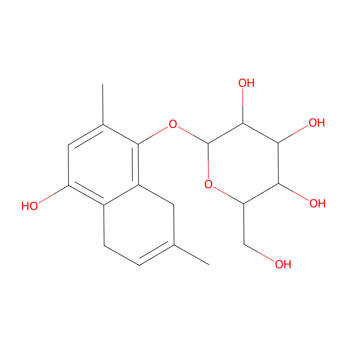 b-D-Glucopyranoside,5,8-dihydro-4-hydroxy-2,7-dimethyl-1-naphthalenyl molecular structure, CAS 36314-24-6
