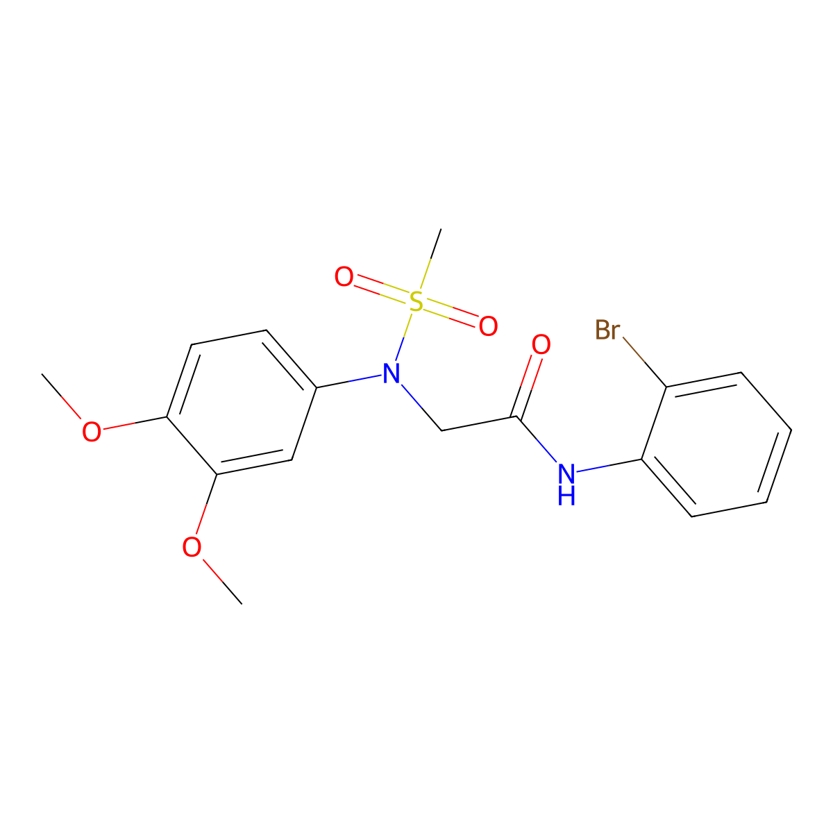 N-(2-bromophenyl)-2-(3,4-dimethoxy-N-methylsulfonylanilino)acetamide molecular structure, CAS 363154-07-8
