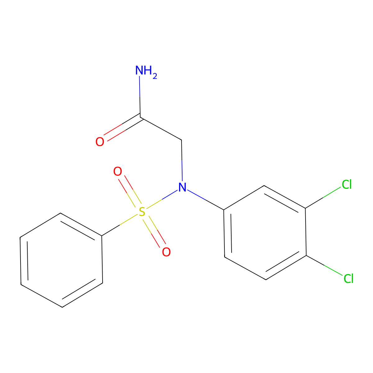 2-[N-(benzenesulfonyl)-3,4-dichloroanilino]acetamide molecular structure, CAS 363154-49-8