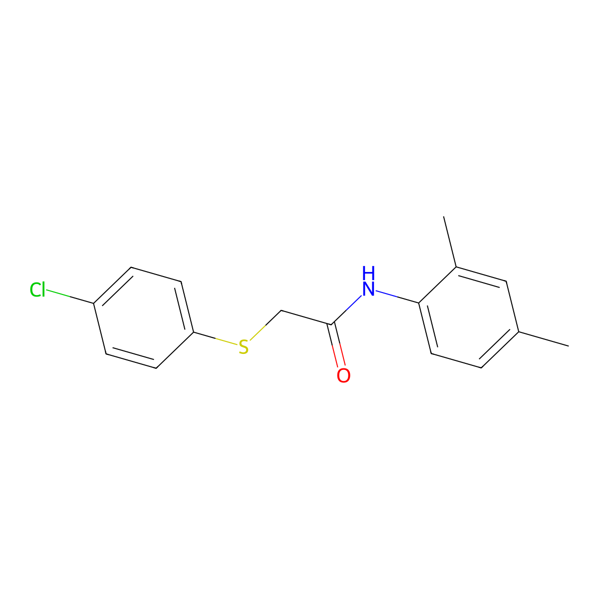 2-((4-chlorophenyl)thio)-N-(2,4-dimethylphenyl)acetamide molecular structure, CAS 363163-17-1