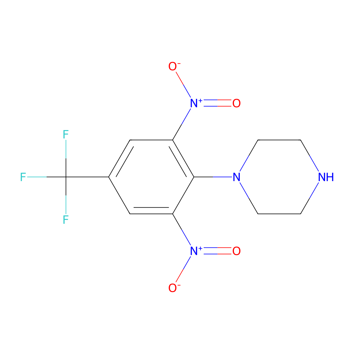 1-[2,6-Dinitro-4-(trifluoromethyl)phenyl]piperazine molecular structure, CAS 36317-84-7