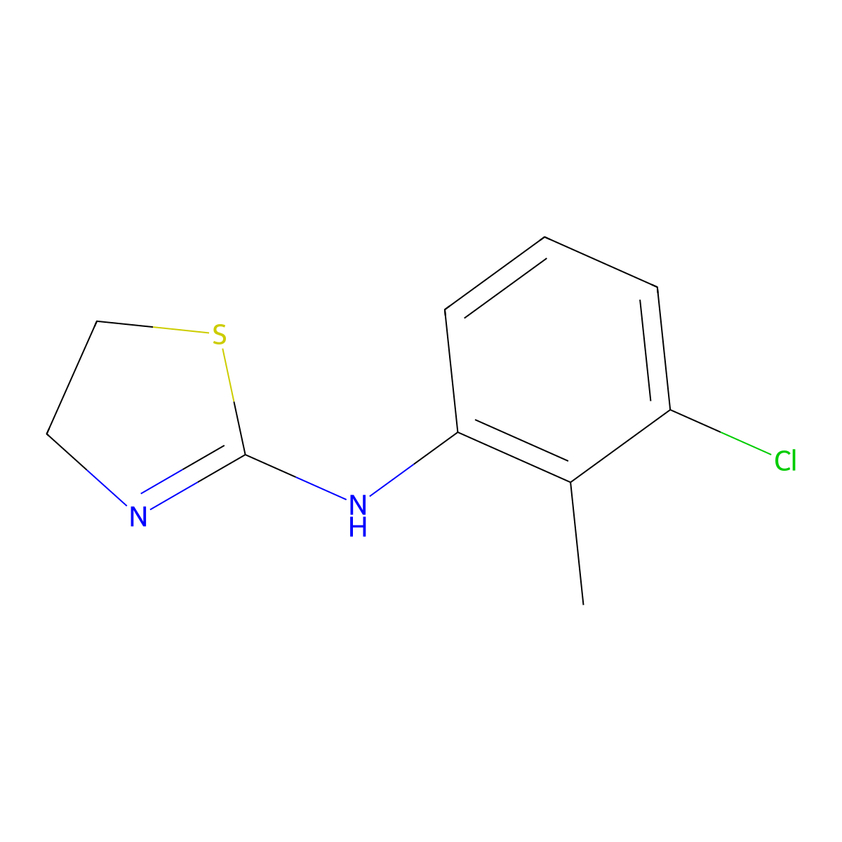 N-(3-chloro-2-methylphenyl)-4,5-dihydro-1,3-thiazol-2-amine molecular structure, CAS 36318-59-9