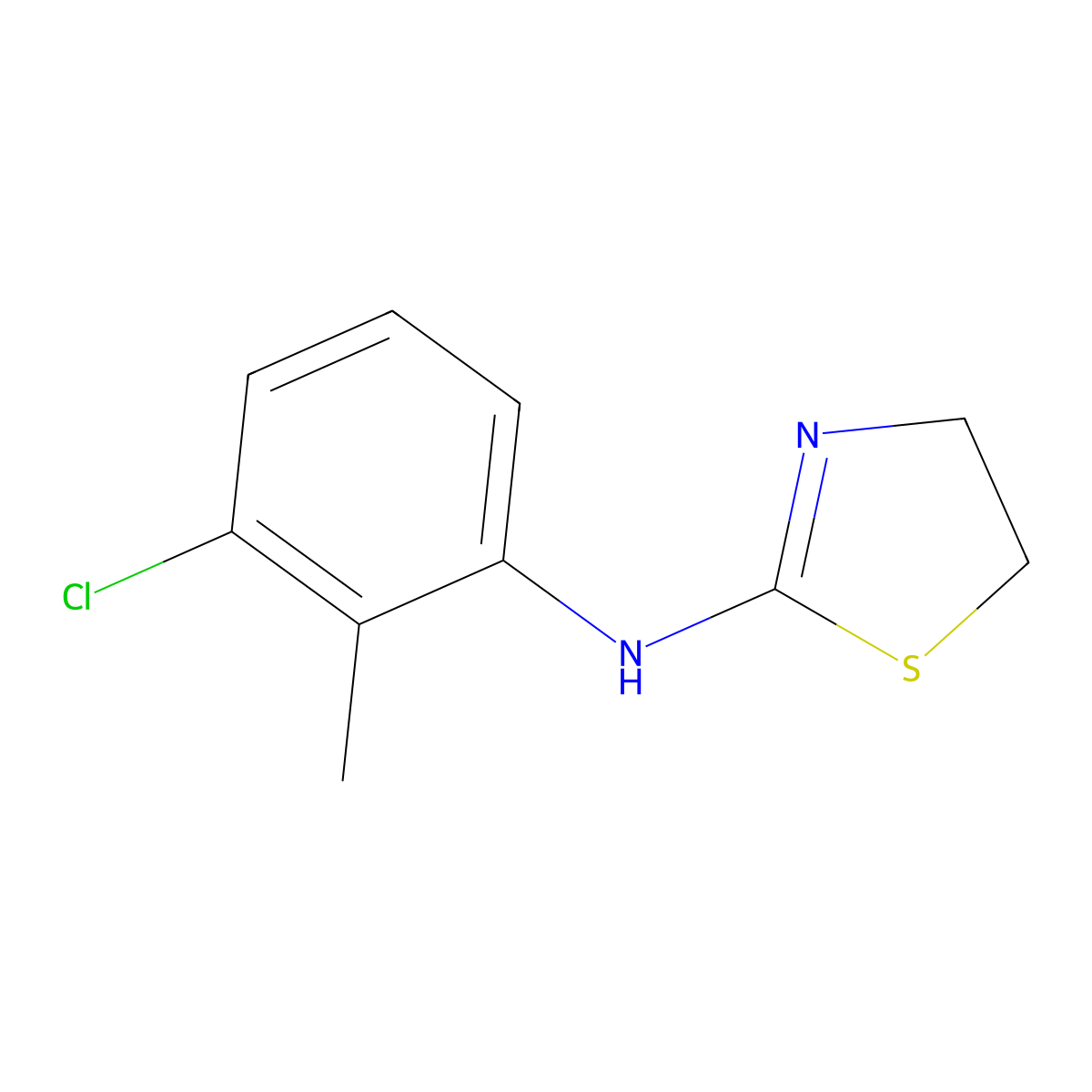 N-(3-chloro-2-methylphenyl)-4,5-dihydro-1,3-thiazol-2-amine molecular structure, CAS 36318-59-9
