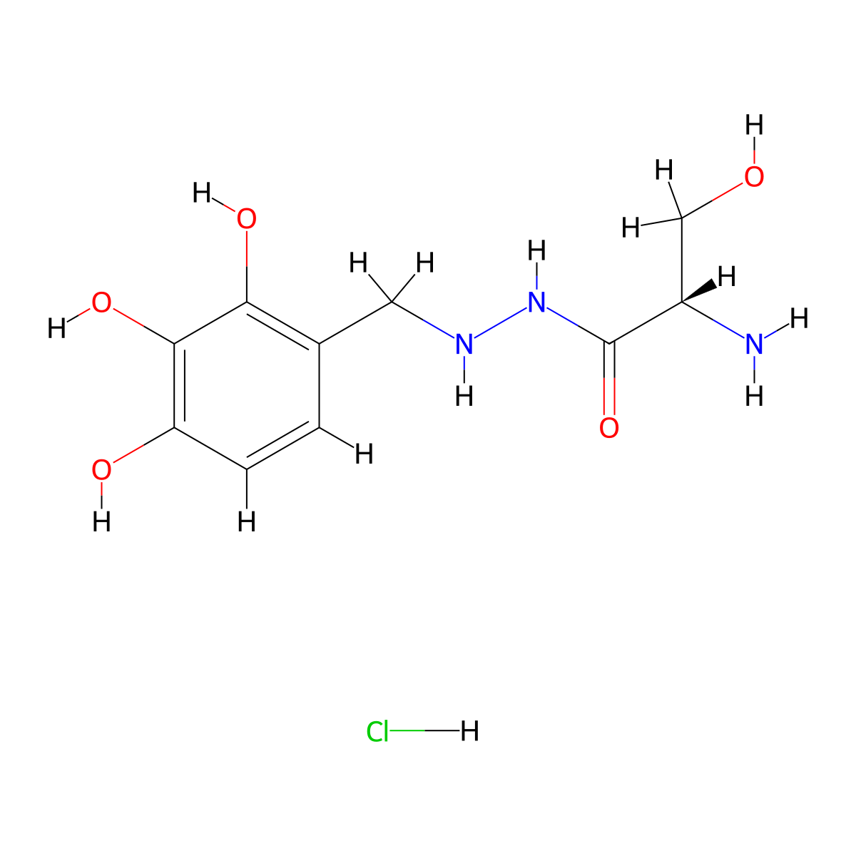 2'-(2,3,4-Trihydroxybenzyl)-L-serinohydrazide hydrochloride molecular structure, CAS 36318-70-4