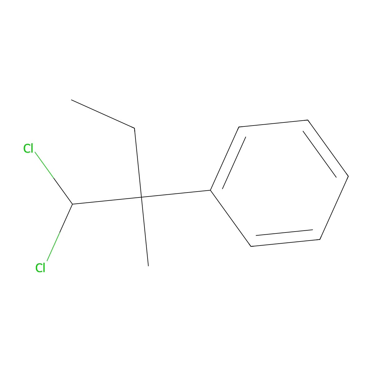 (1-(Dichloromethyl)-1-methylpropyl)benzene molecular structure, CAS 36318-77-1