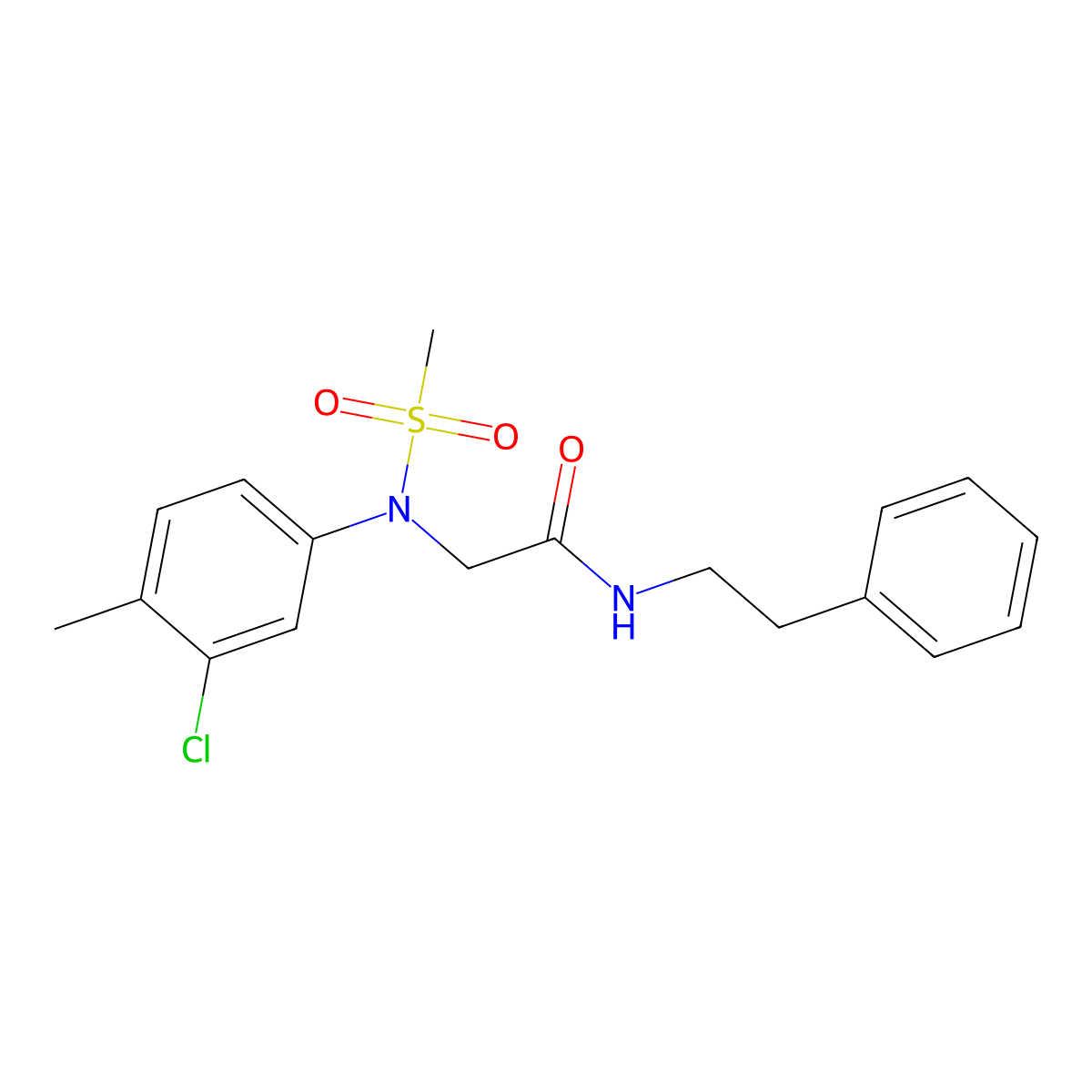 2-(3-chloro-4-methyl-N-methylsulfonylanilino)-N-(2-phenylethyl)acetamide molecular structure, CAS 363181-67-3