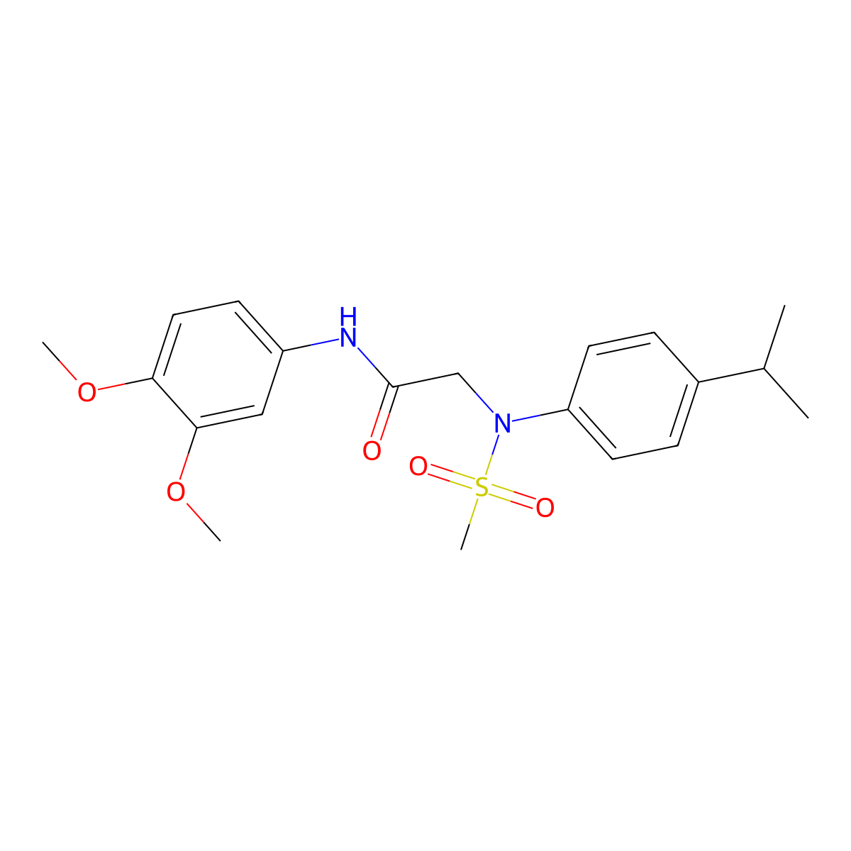 N-(3,4-dimethoxyphenyl)-2-(N-methylsulfonyl-4-propan-2-ylanilino)acetamide molecular structure, CAS 363183-49-7