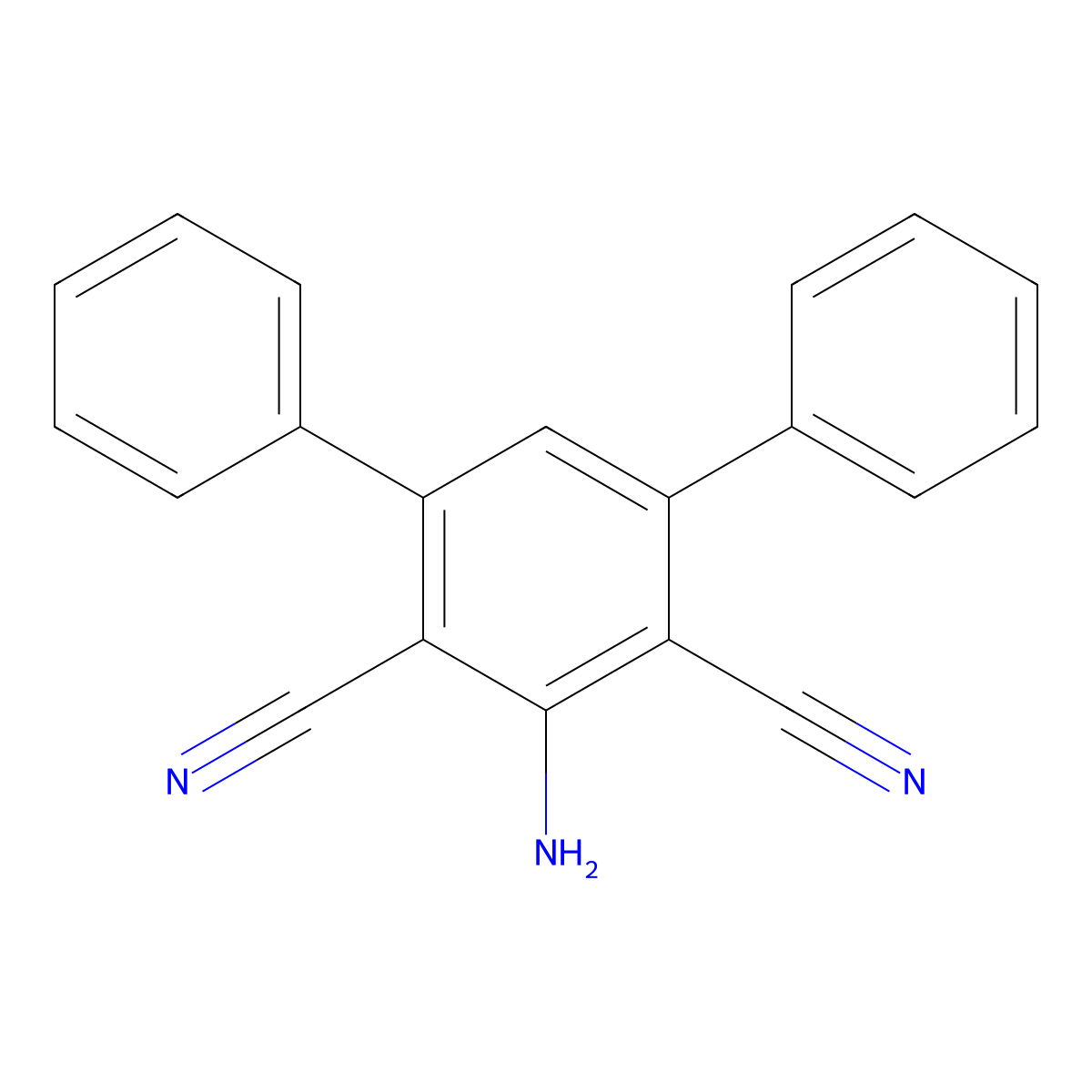 2-Amino-4,6-diphenylbenzene-1,3-dicarbonitrile molecular structure, CAS 36337-28-7