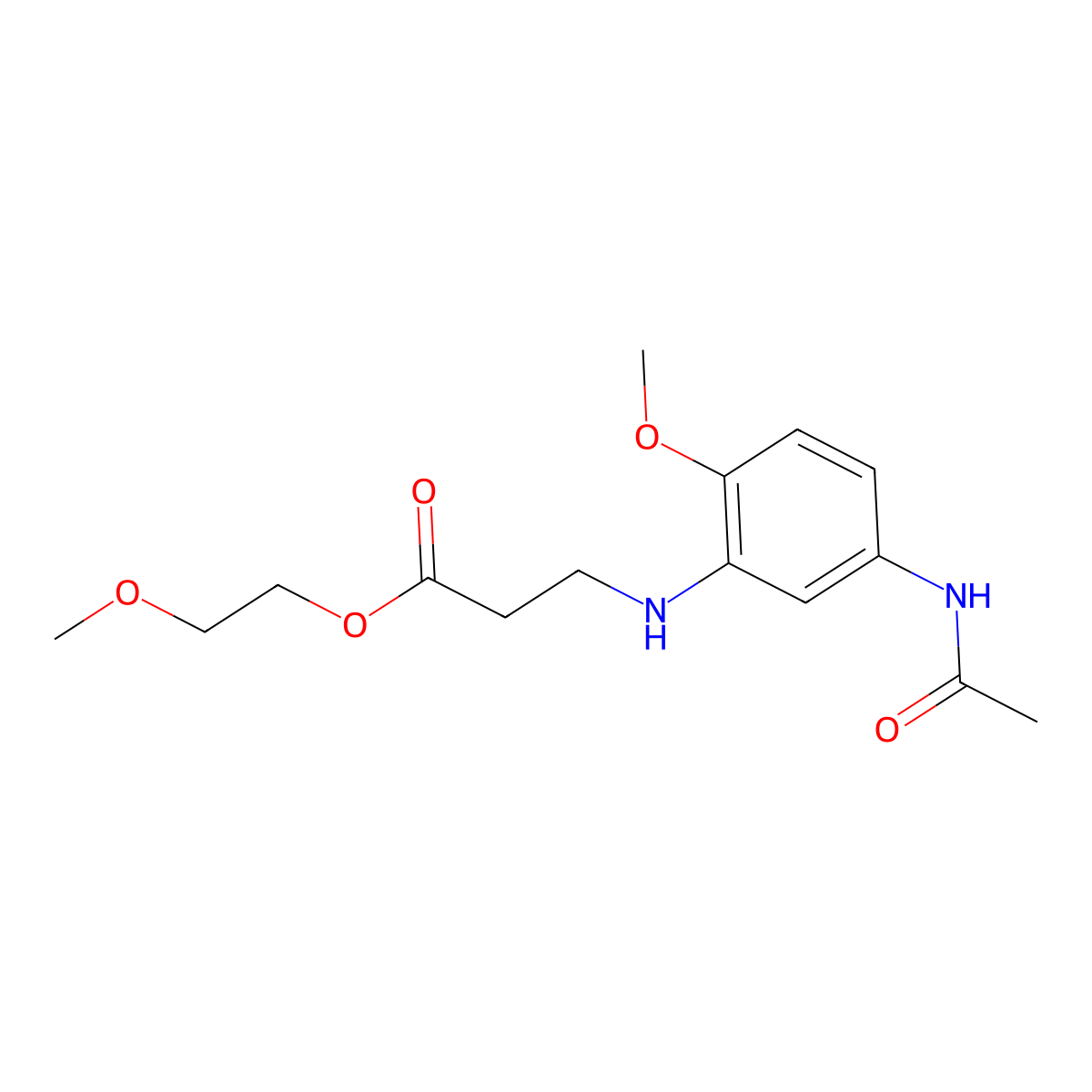 beta-Alanine, N-(5-(acetylamino)-2-methoxyphenyl)-, 2-methoxyethyl ester molecular structure, CAS 36339-04-5