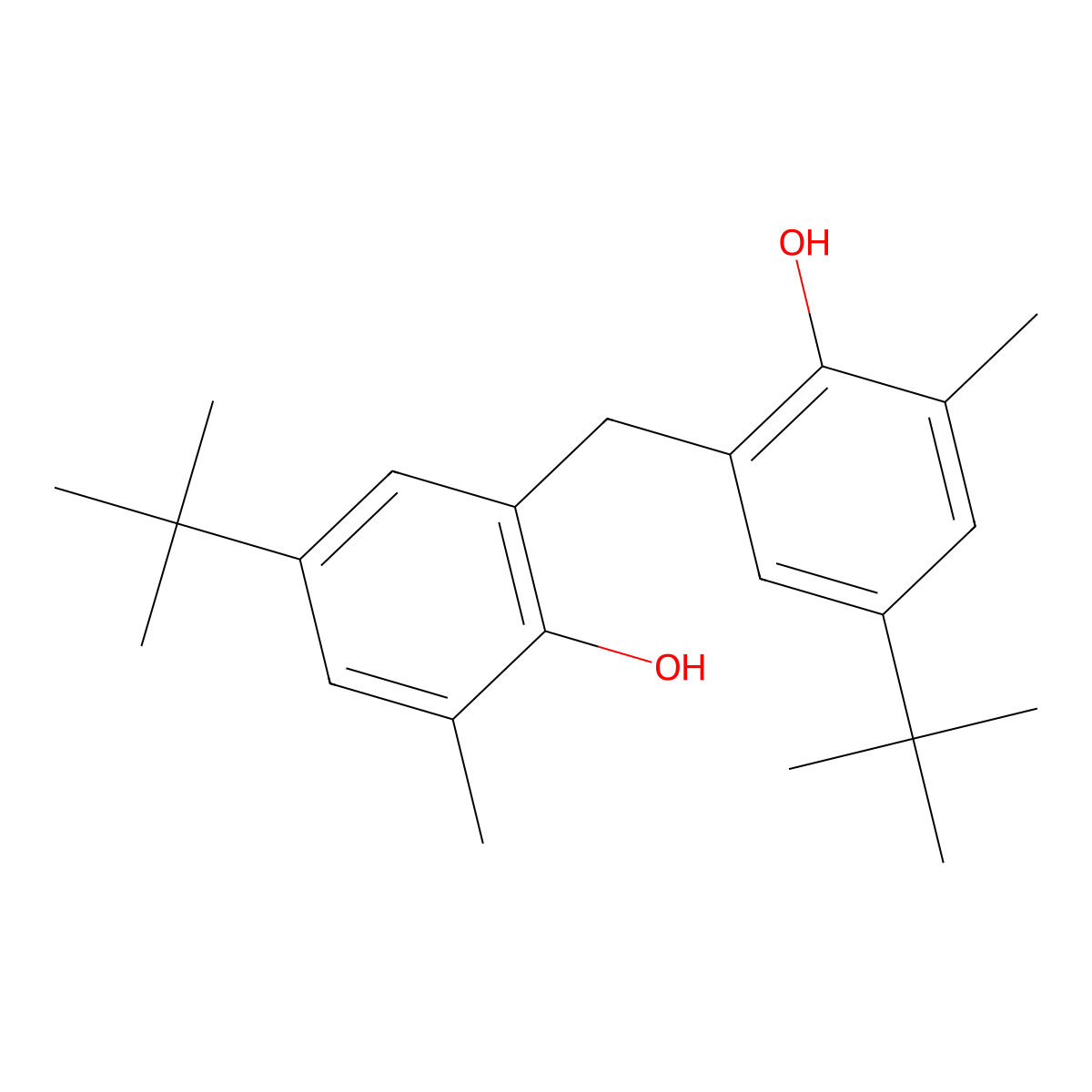 6,6'-Methylenebis(4-tert-butyl-o-cresol) molecular structure, CAS 3634-86-4