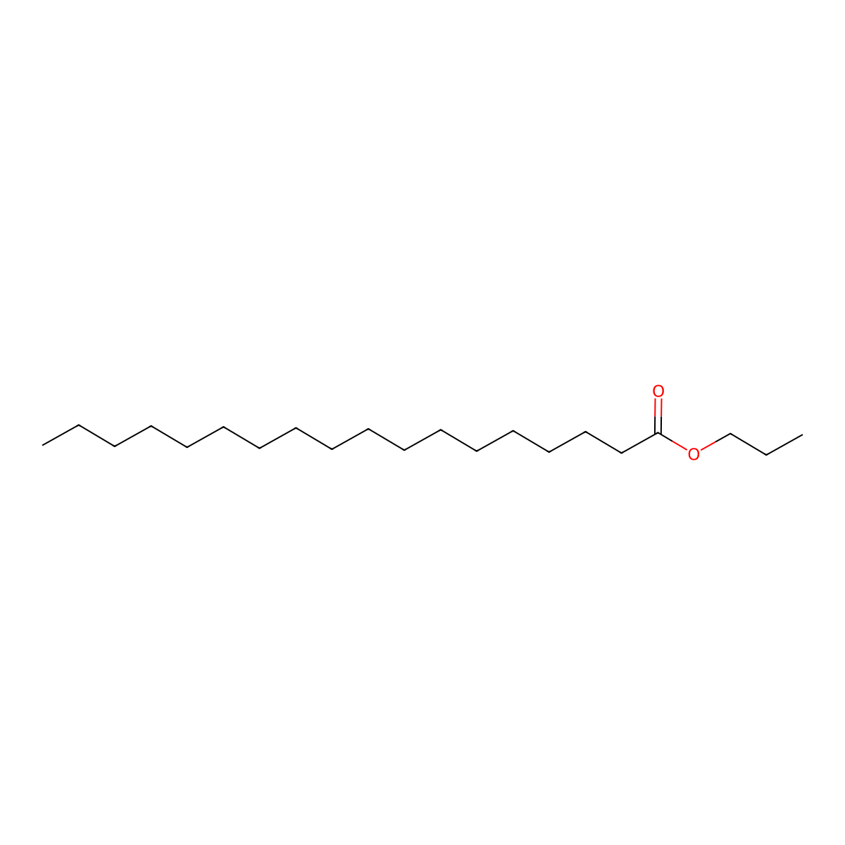 Propyl stearate molecular structure, CAS 3634-92-2