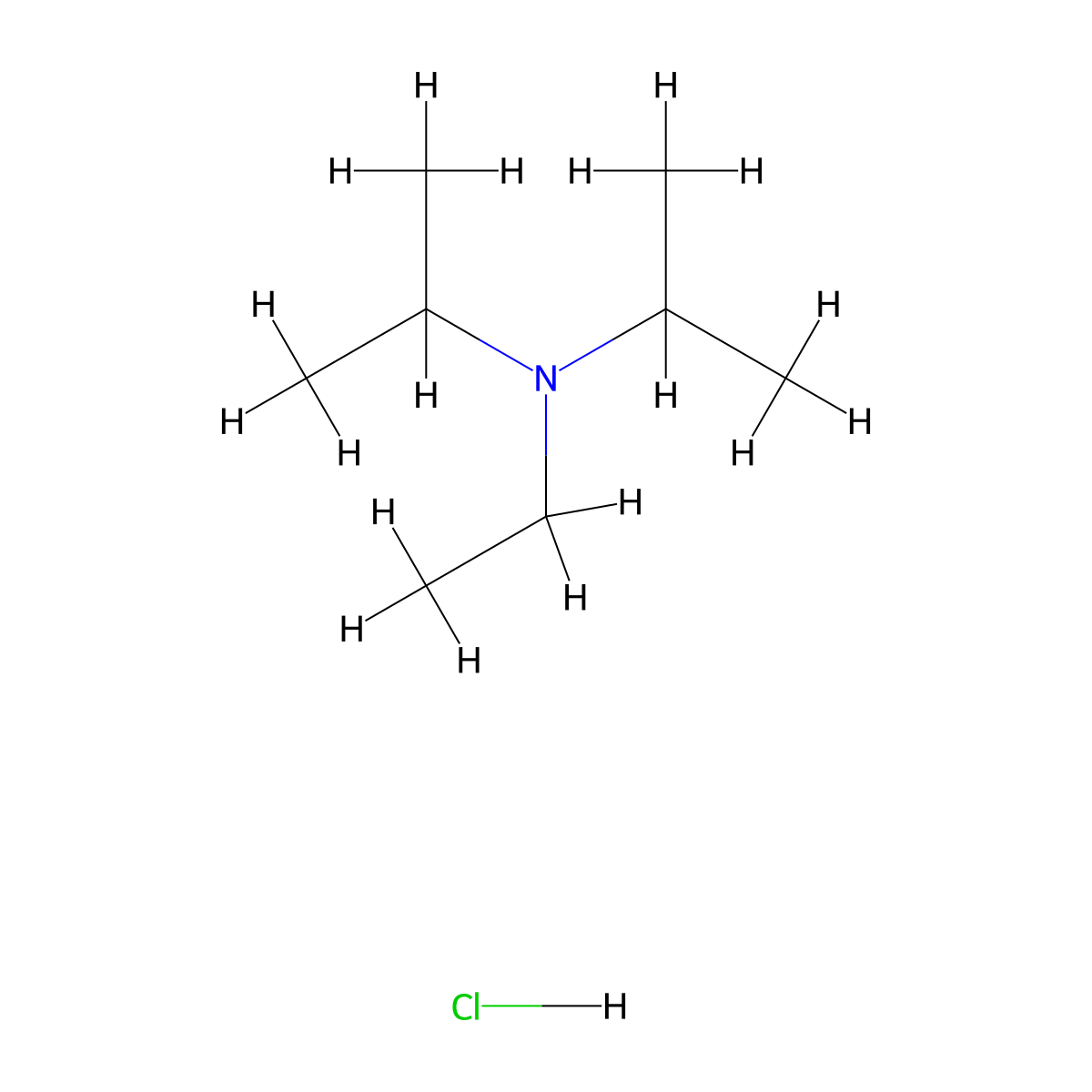 Ethylbis(propan-2-yl)amine hydrochloride molecular structure, CAS 36340-89-3