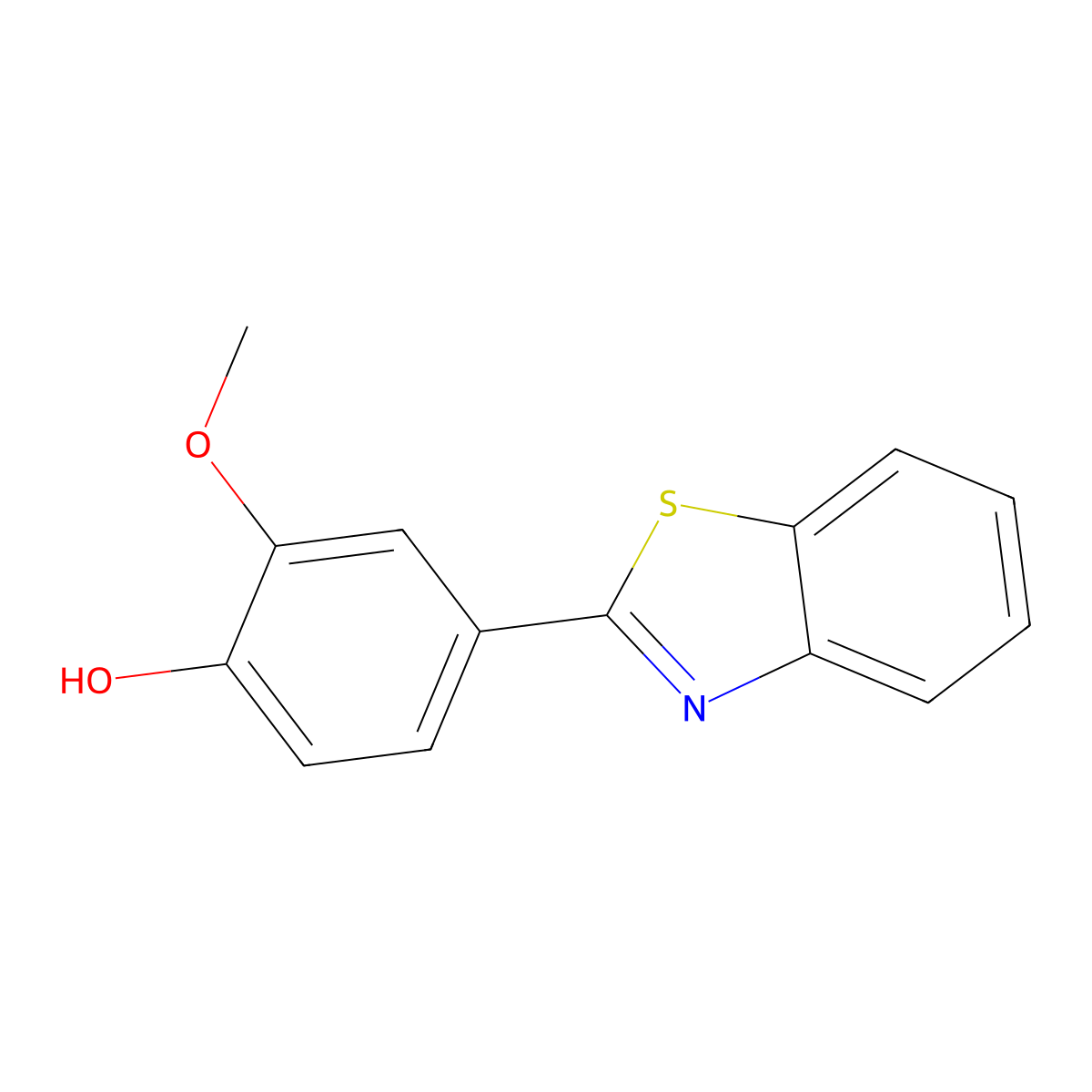 4-(1,3-Benzothiazol-2-yl)-2-methoxyphenol molecular structure, CAS 36341-25-0