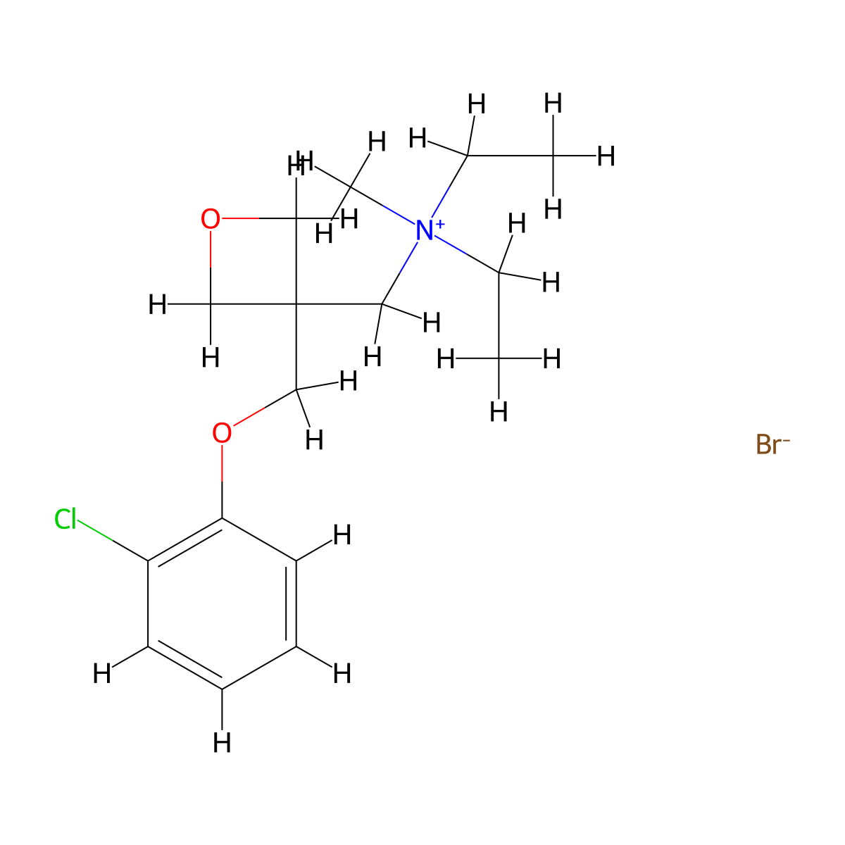Ammonium, ((3-((o-chlorophenoxy)methyl)-3-oxetanyl)methyl)diethylmethyl-, bromide molecular structure, CAS 3635-14-1