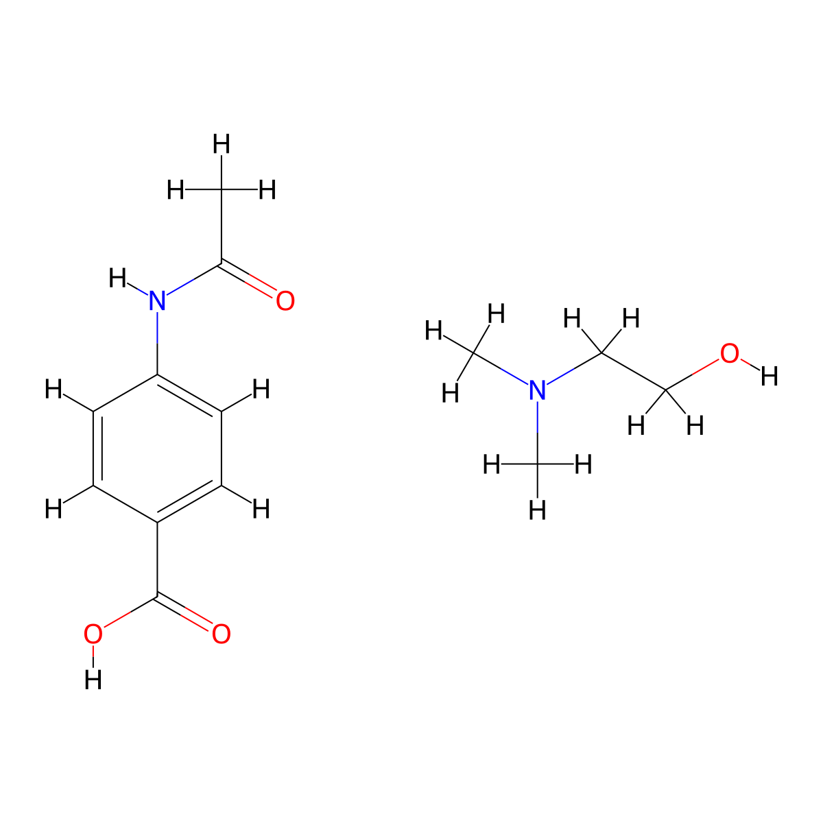 Deanol Acetamidobenzoate molecular structure, CAS 3635-74-3
