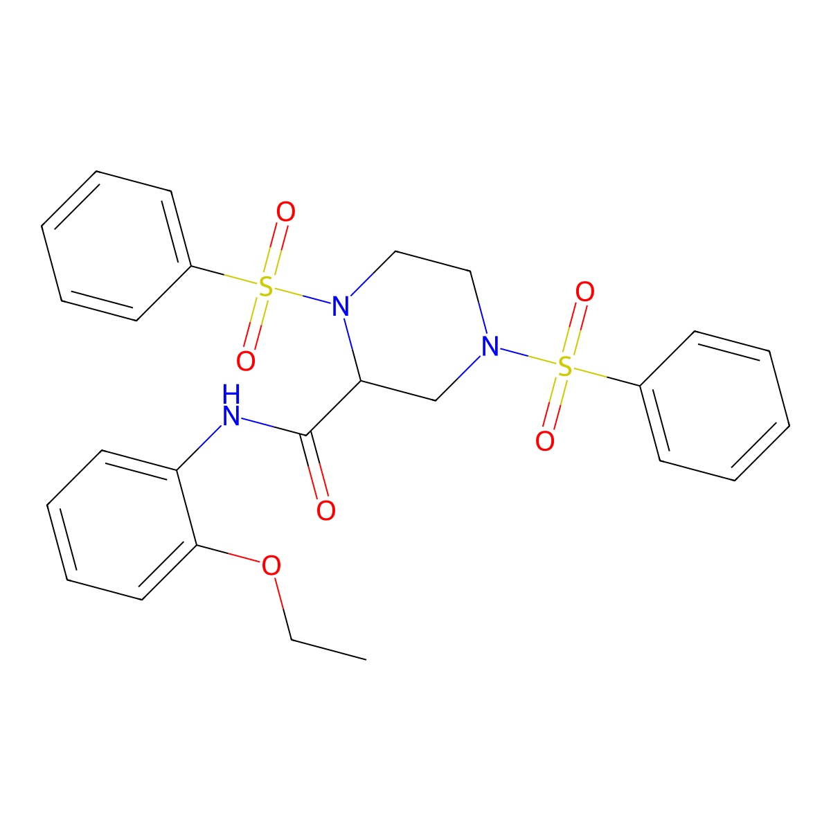 1,4-bis(benzenesulfonyl)-N-(2-ethoxyphenyl)piperazine-2-carboxamide molecular structure, CAS 363566-65-8