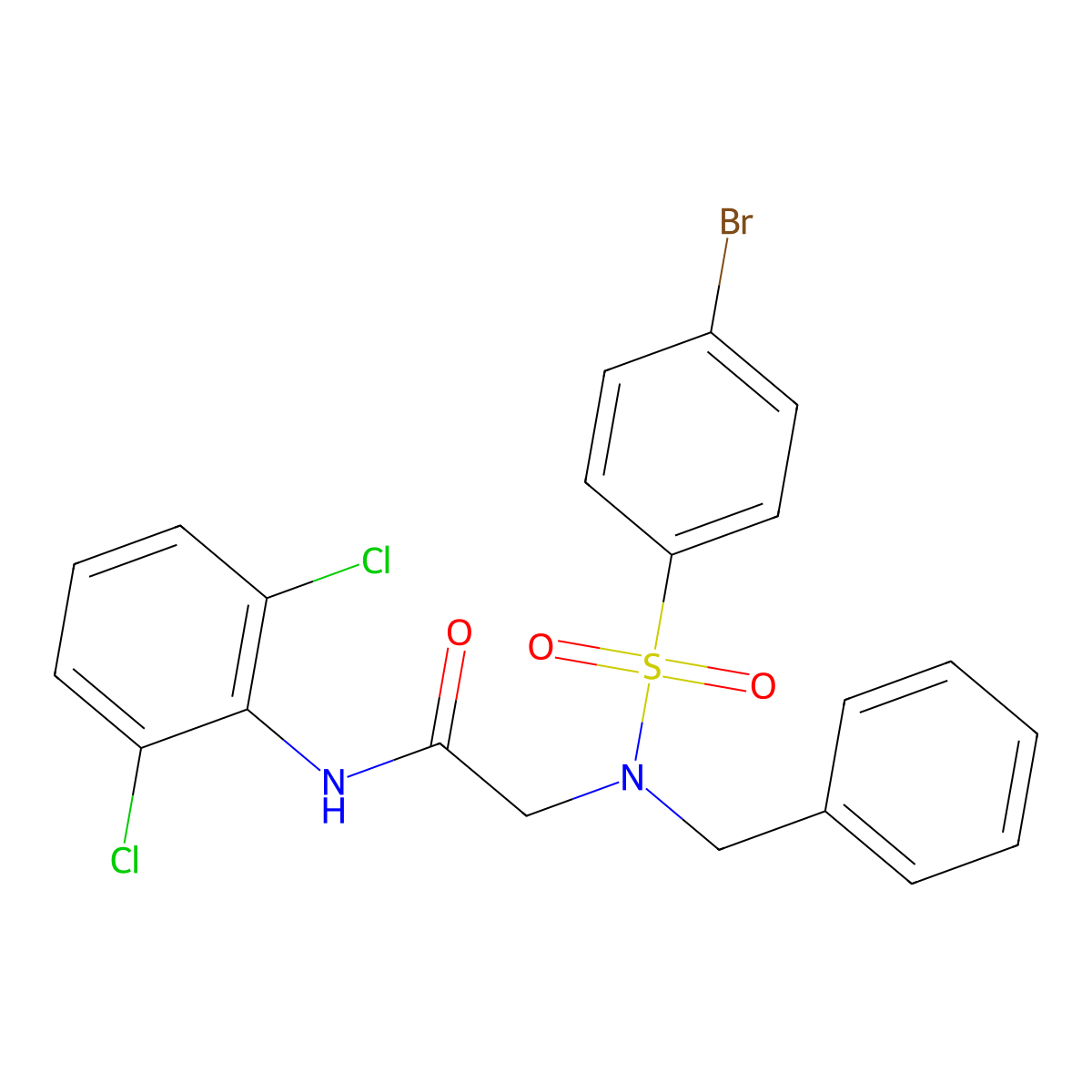 2-[benzyl-(4-bromophenyl)sulfonylamino]-N-(2,6-dichlorophenyl)acetamide molecular structure, CAS 363568-70-1