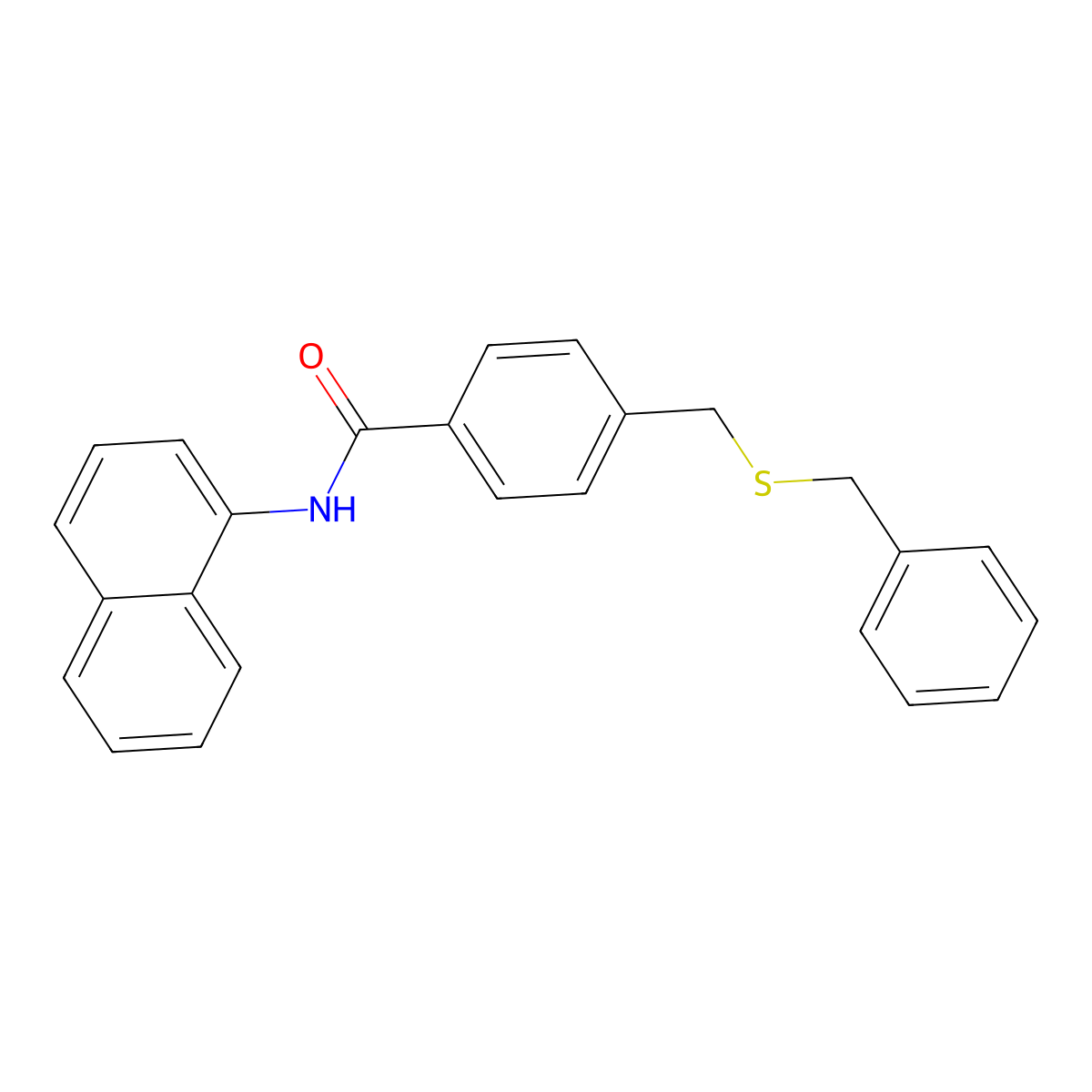 4-(benzylsulfanylmethyl)-N-naphthalen-1-ylbenzamide molecular structure, CAS 363568-72-3