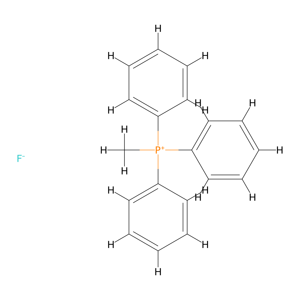 Methyltriphenylphosphanium fluoride molecular structure, CAS 36357-75-2