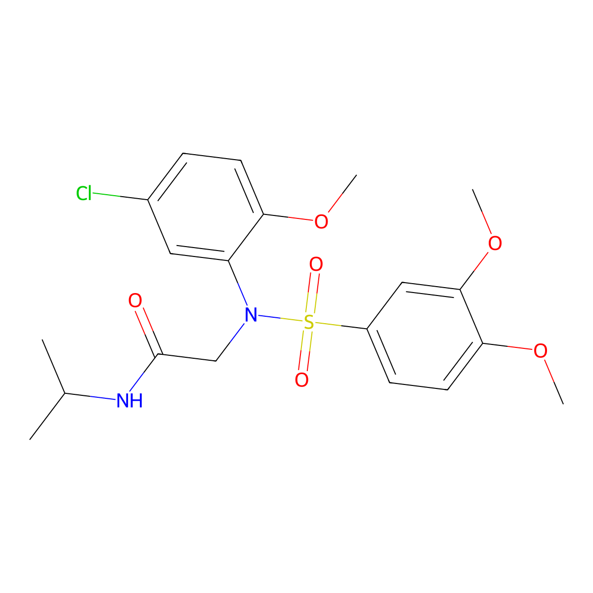 2-(5-chloro-N-(3,4-dimethoxyphenyl)sulfonyl-2-methoxyanilino)-N-propan-2-ylacetamide molecular structure, CAS 363570-22-3
