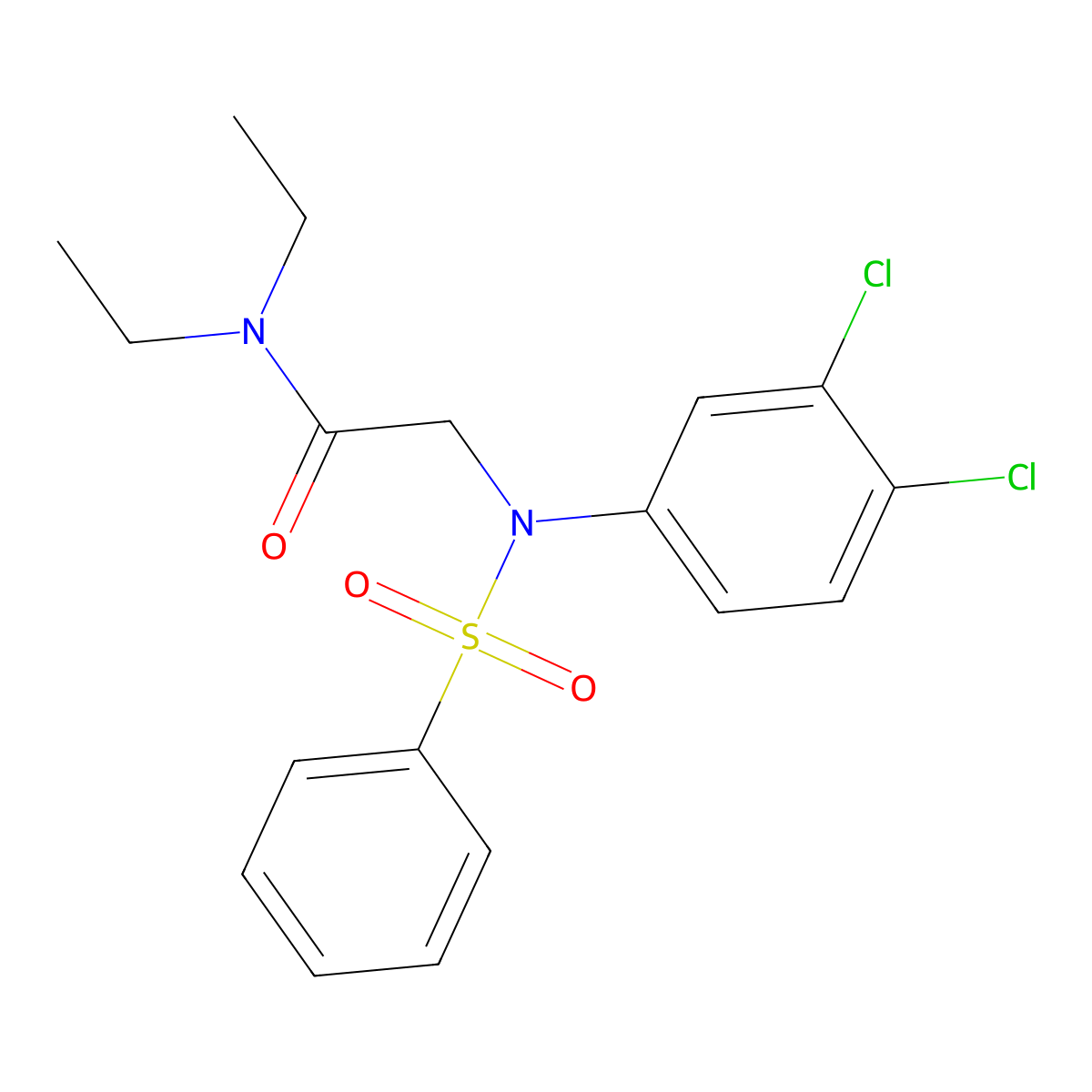 2-[N-(benzenesulfonyl)-3,4-dichloroanilino]-N,N-diethylacetamide molecular structure, CAS 363572-71-8
