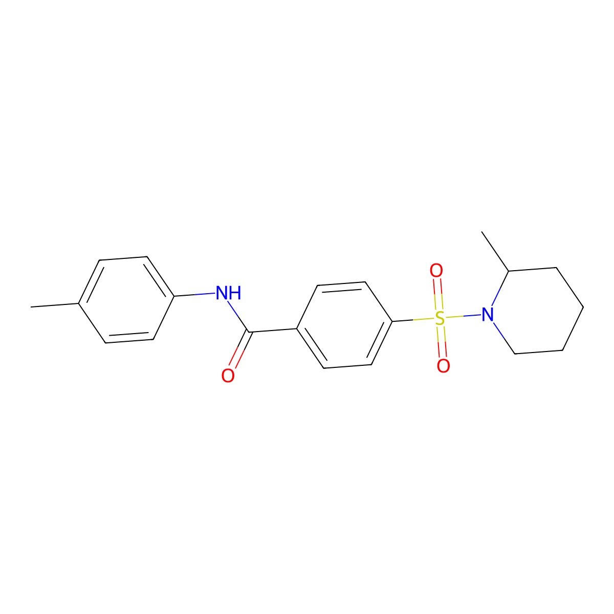 N-(4-methylphenyl)-4-(2-methylpiperidin-1-yl)sulfonylbenzamide molecular structure, CAS 363577-78-0