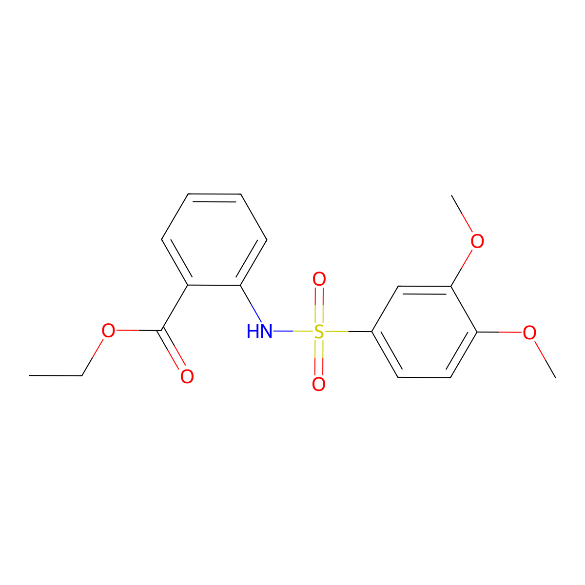 Ethyl 2-{[(3,4-dimethoxyphenyl)sulfonyl]amino}benzoate molecular structure, CAS 363581-73-1