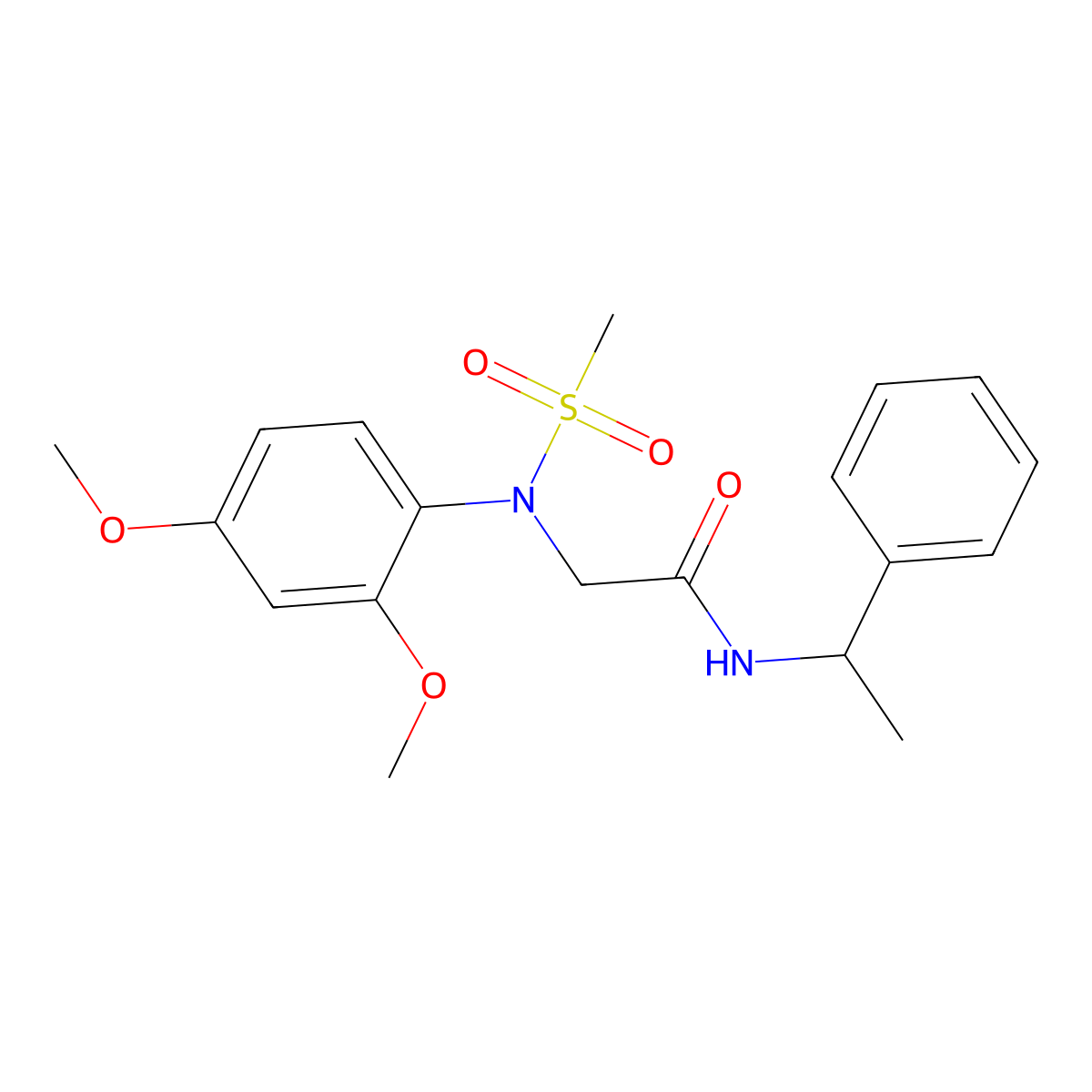 2-(2,4-dimethoxy-N-methylsulfonylanilino)-N-(1-phenylethyl)acetamide molecular structure, CAS 363582-30-3