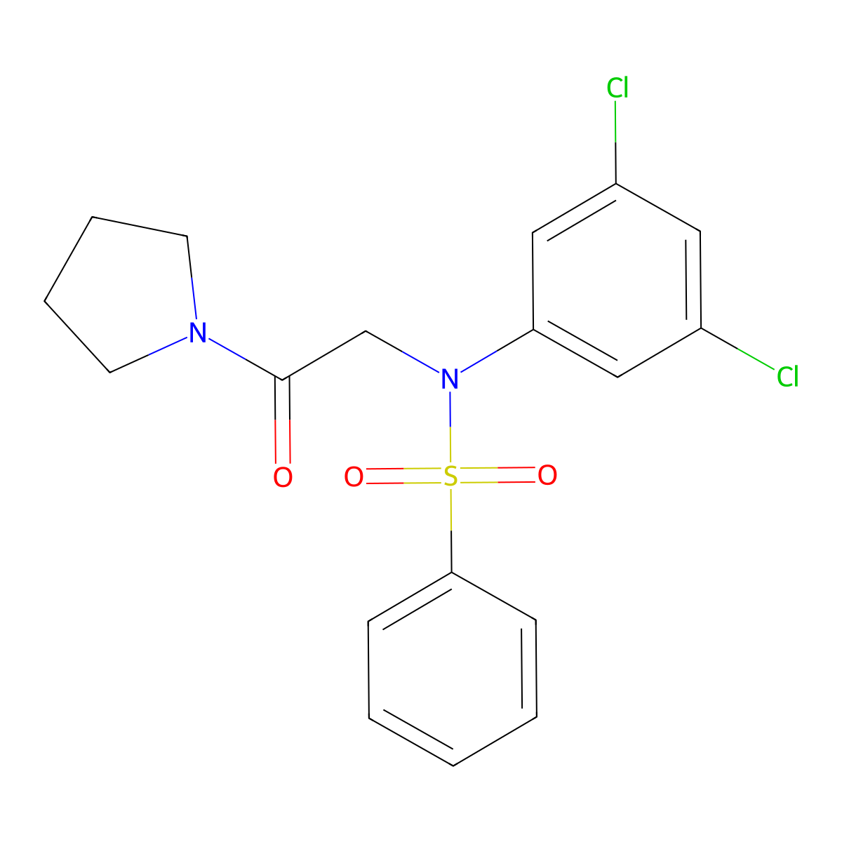 N-(3,5-dichlorophenyl)-N-(2-oxo-2-pyrrolidin-1-ylethyl)benzenesulfonamide molecular structure, CAS 363582-59-6
