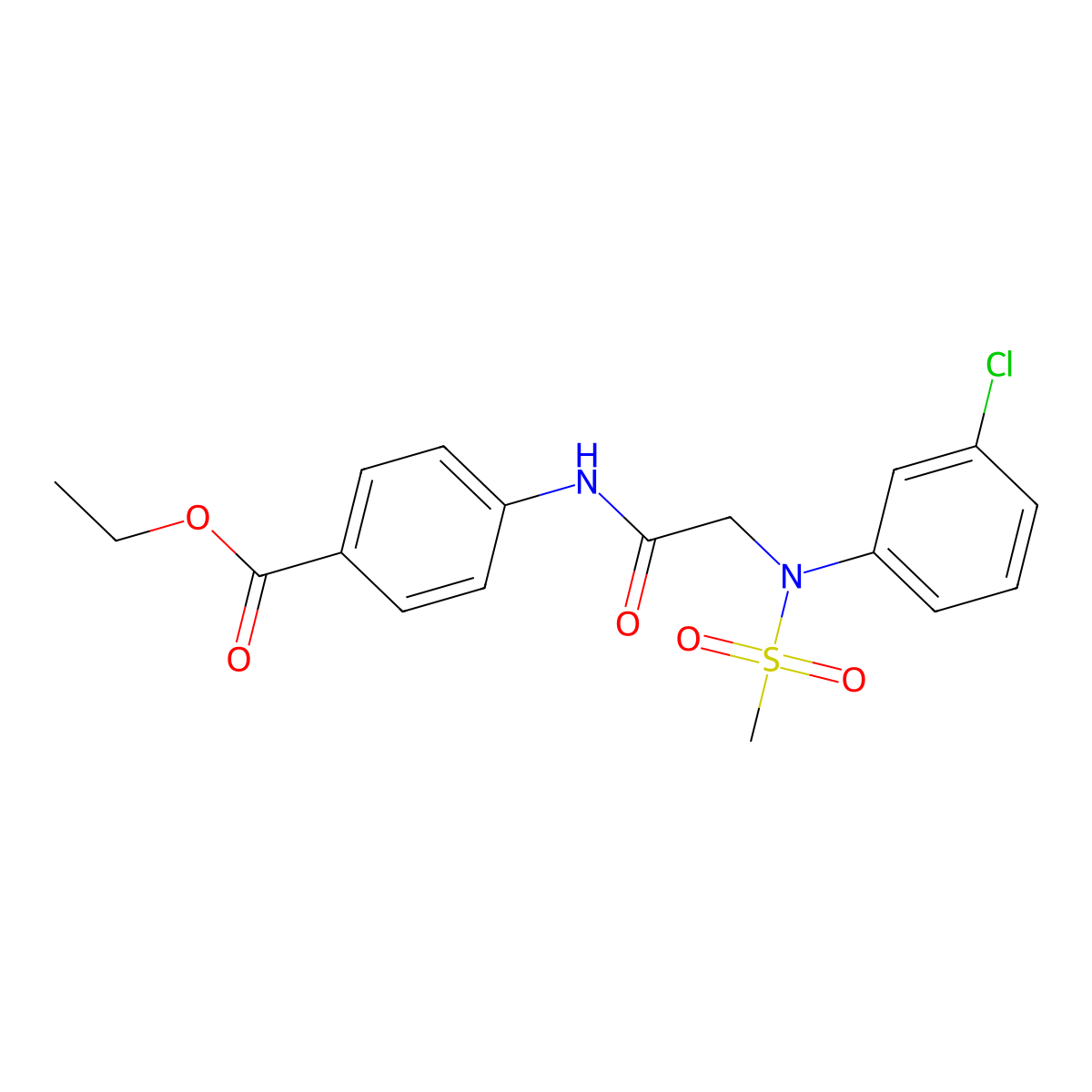 Ethyl 4-({[3-chloro(methylsulfonyl)anilino]acetyl}amino)benzoate molecular structure, CAS 363583-26-0