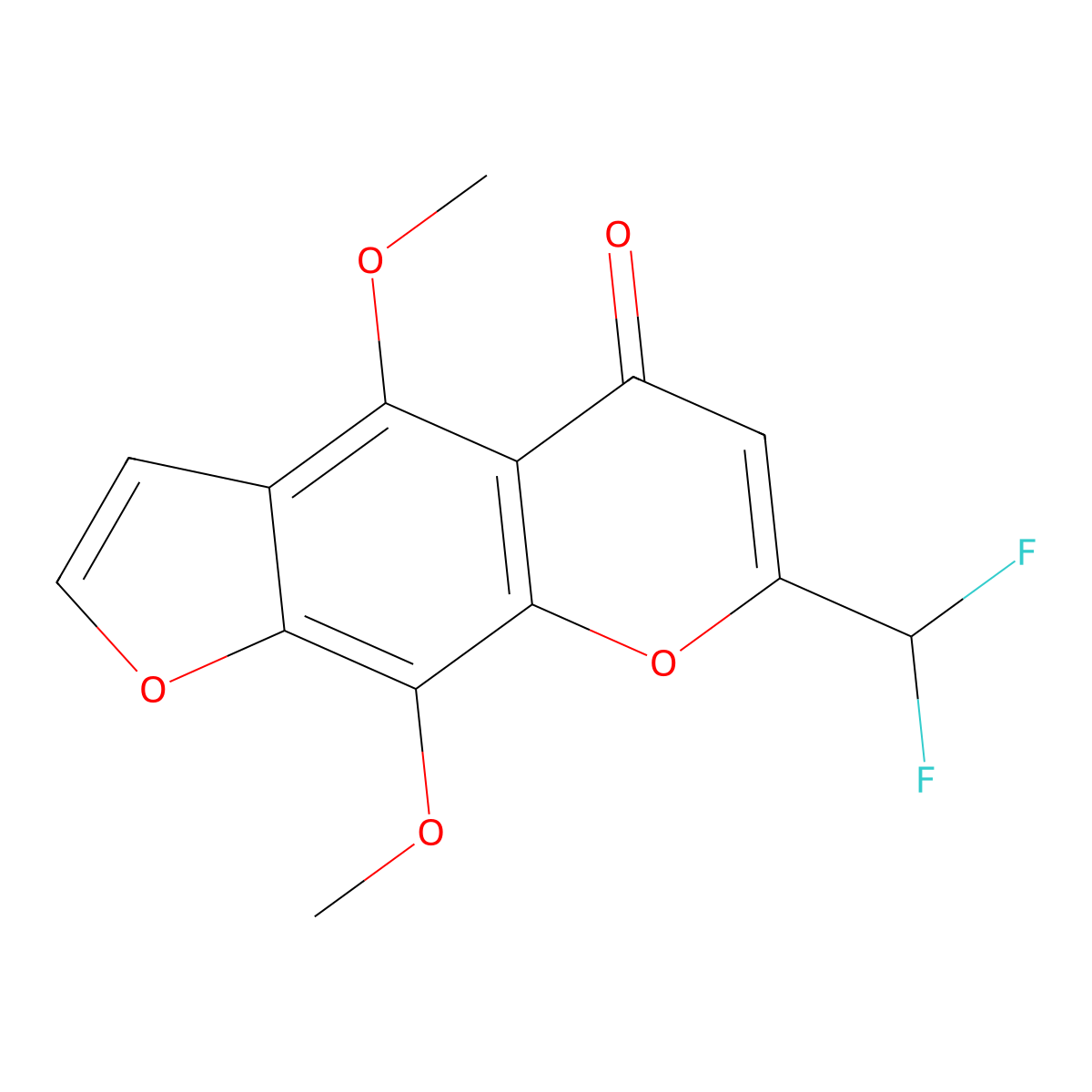 7-(Difluoromethyl)-4,9-dimethoxyfuro[3,2-g]chromen-5-one molecular structure, CAS 363583-54-4