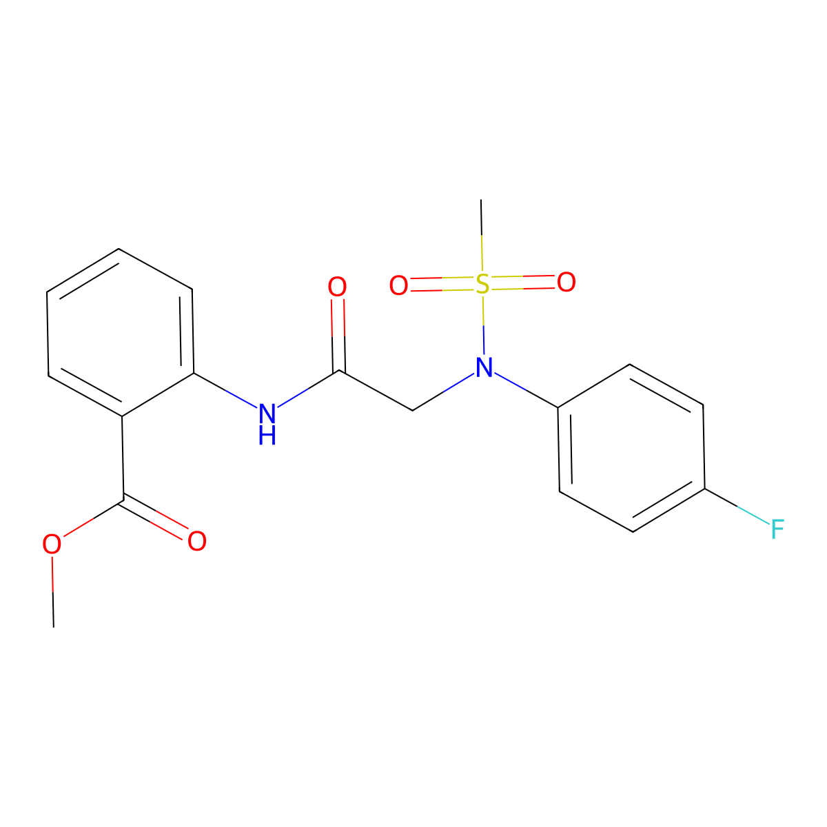 methyl 2-{[N-(4-fluorophenyl)-N-(methylsulfonyl)glycyl]amino}benzoate molecular structure, CAS 363586-26-9