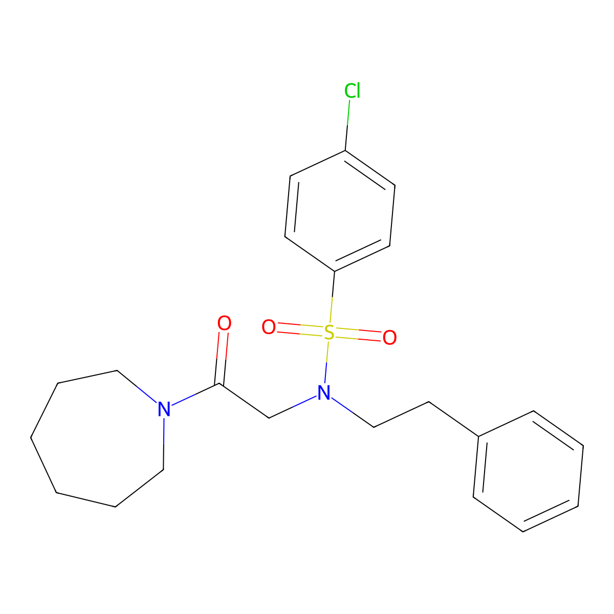 N-[2-(1-azepanyl)-2-oxoethyl]-4-chloro-N-(2-phenylethyl)benzenesulfonamide molecular structure, CAS 363588-10-7